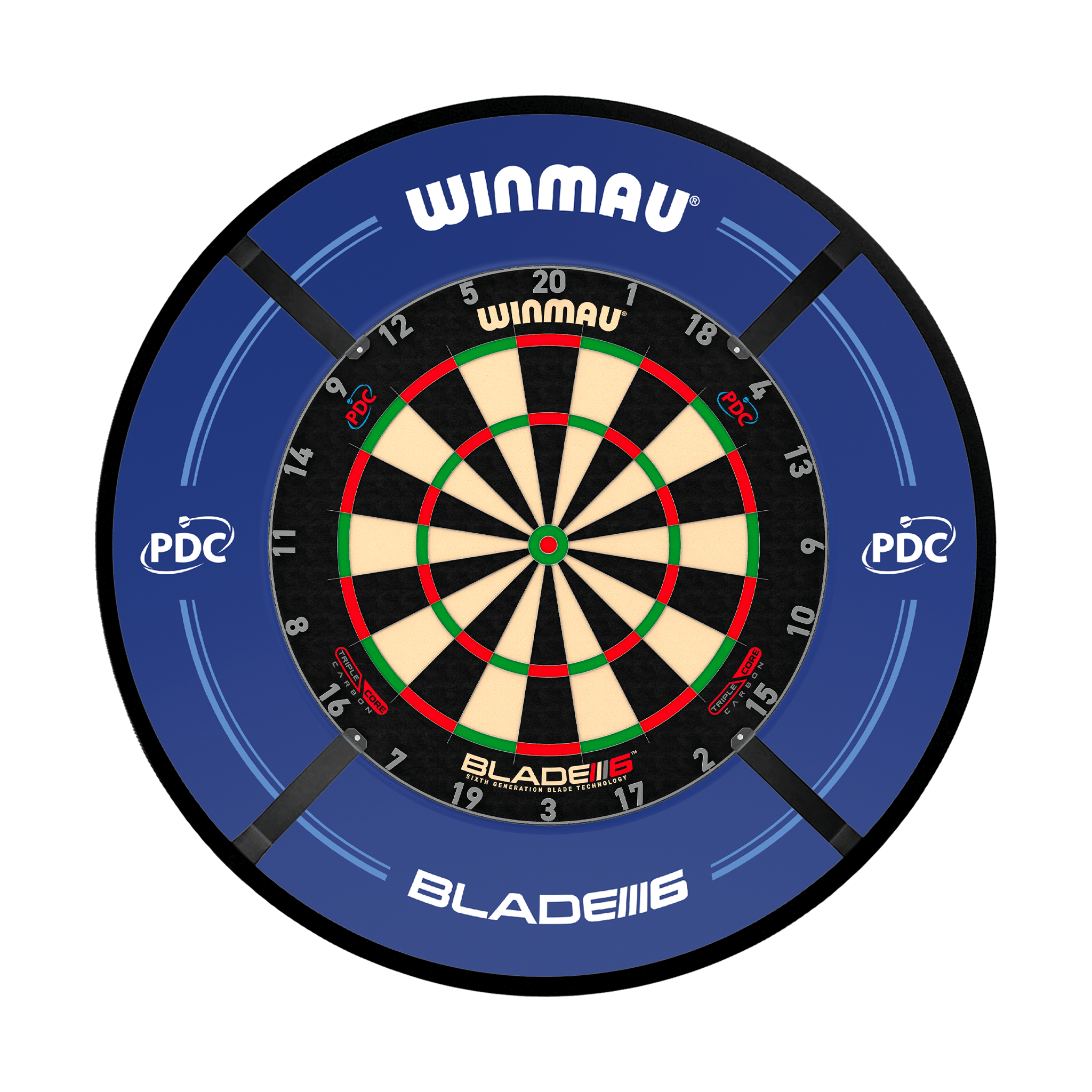 Winmau Blade 6 Dartboard, Surround & Corona Light Bundle Blade 6 Triple Core / PDC Blue / Target Corona Vision Boards