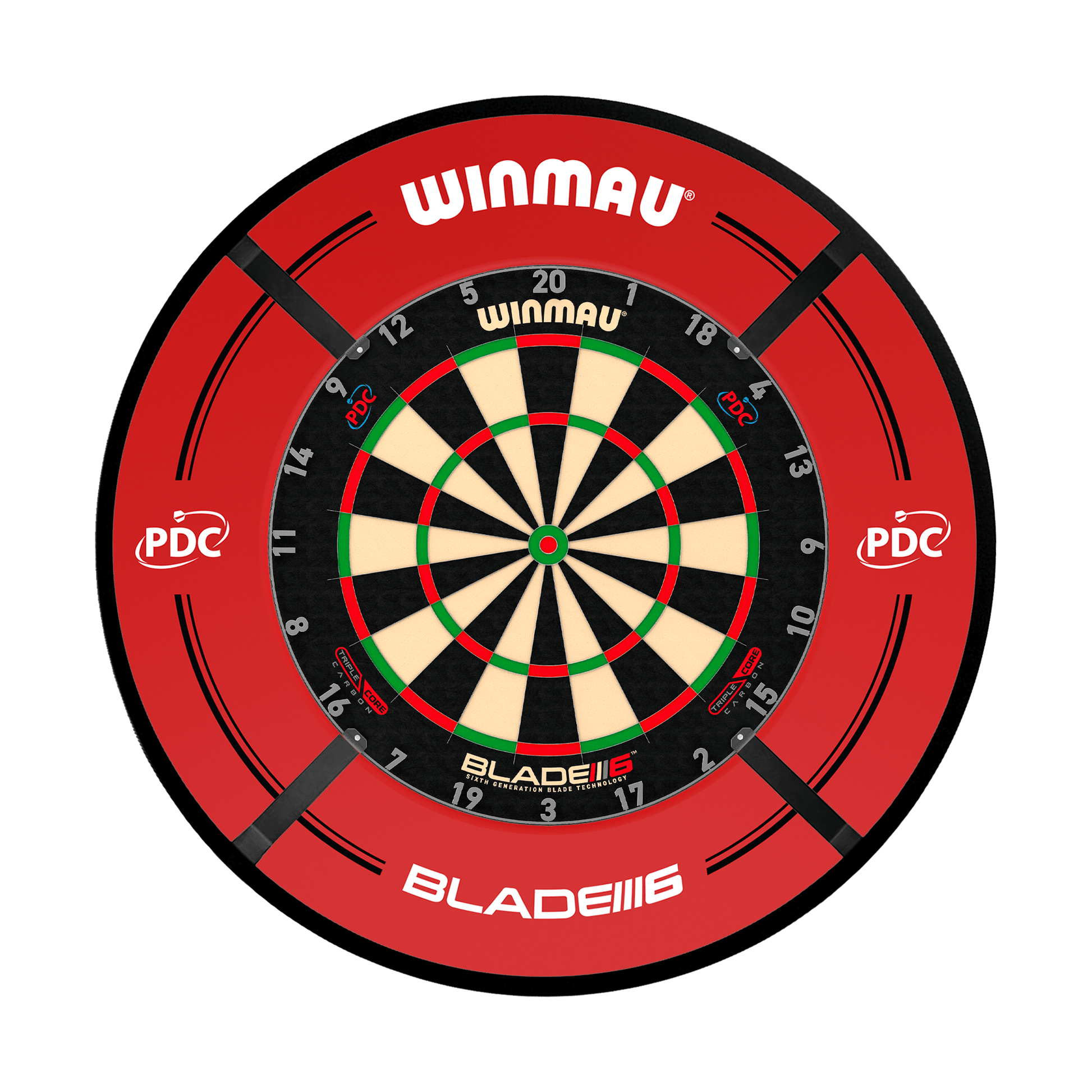 Winmau Blade 6 Dartboard, Surround & Corona Light Bundle Blade 6 Triple Core / PDC Red / Target Corona Vision Boards