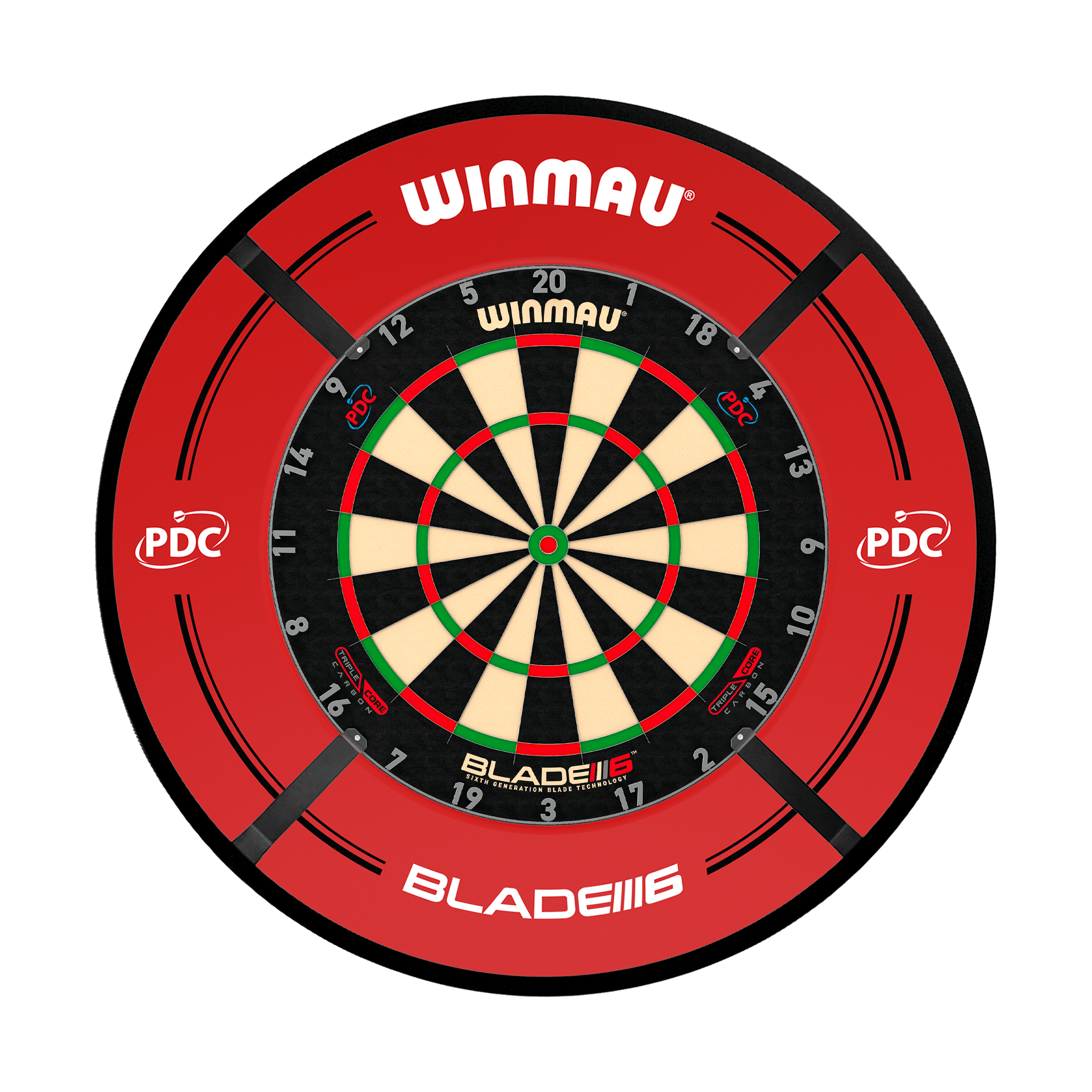 Winmau Blade 6 Dartboard, Surround & Corona Light Bundle Blade 6 Triple Core / PDC Red / Target Corona Vision Boards