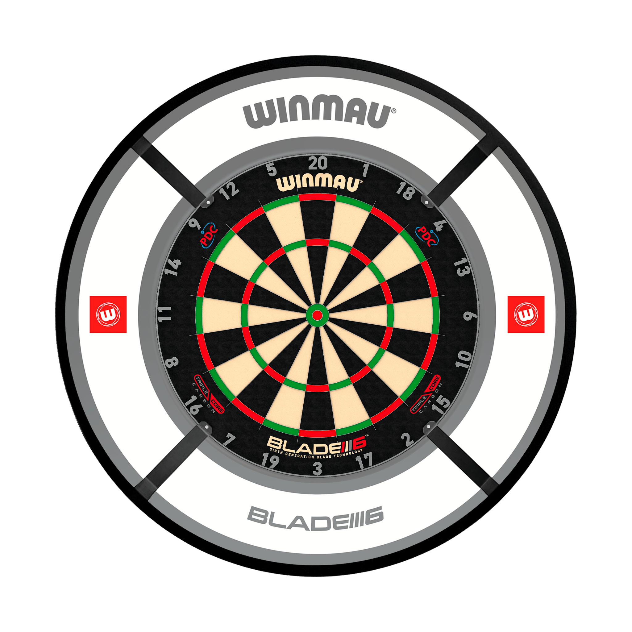 Winmau Blade 6 Dartboard, Surround & Corona Light Bundle Blade 6 Triple Core / Pro 1.0 White / Target Corona Vision Boards