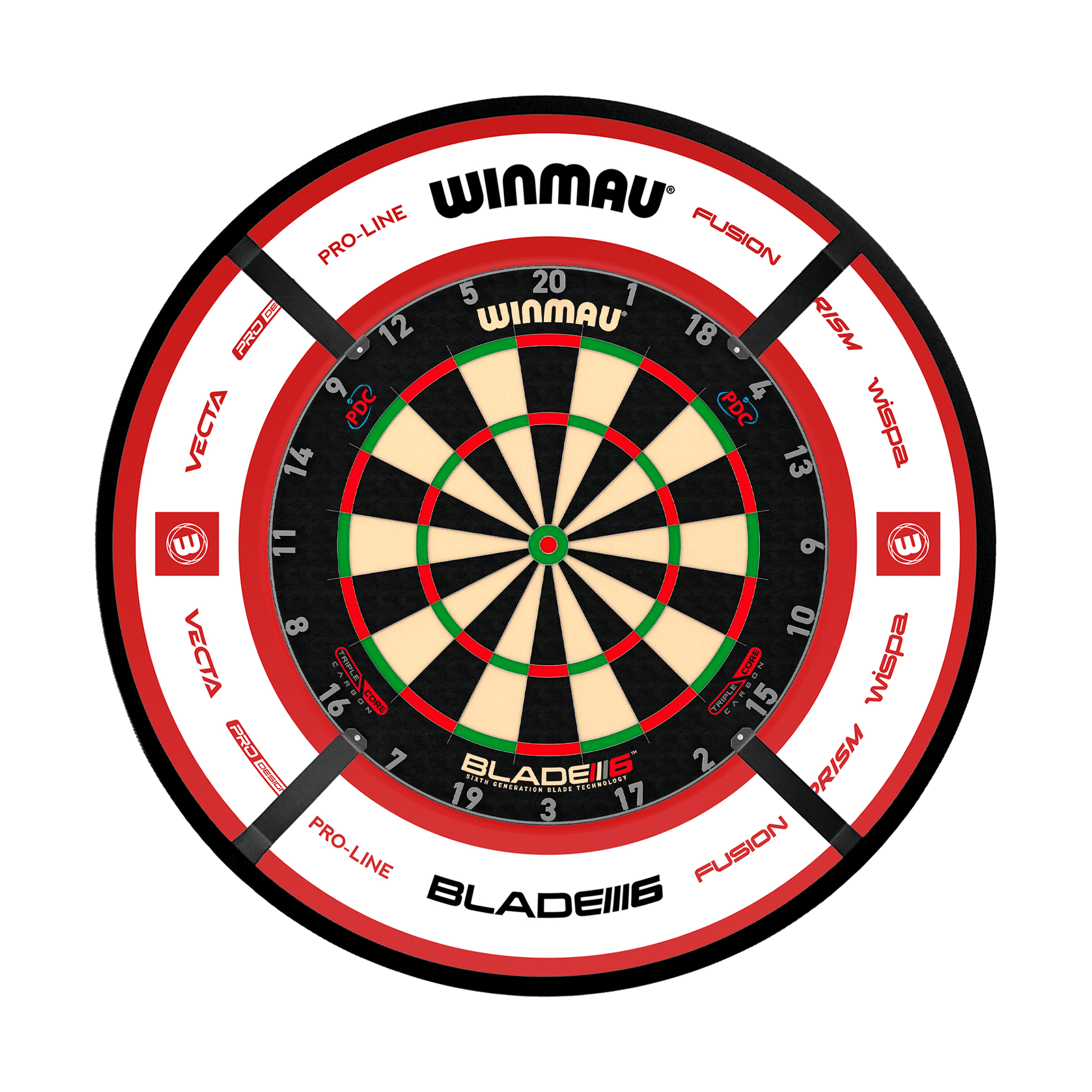 Winmau Blade 6 Dartboard, Surround & Corona Light Bundle Blade 6 Triple Core / Pro 2.0 Red / Target Corona Vision Boards