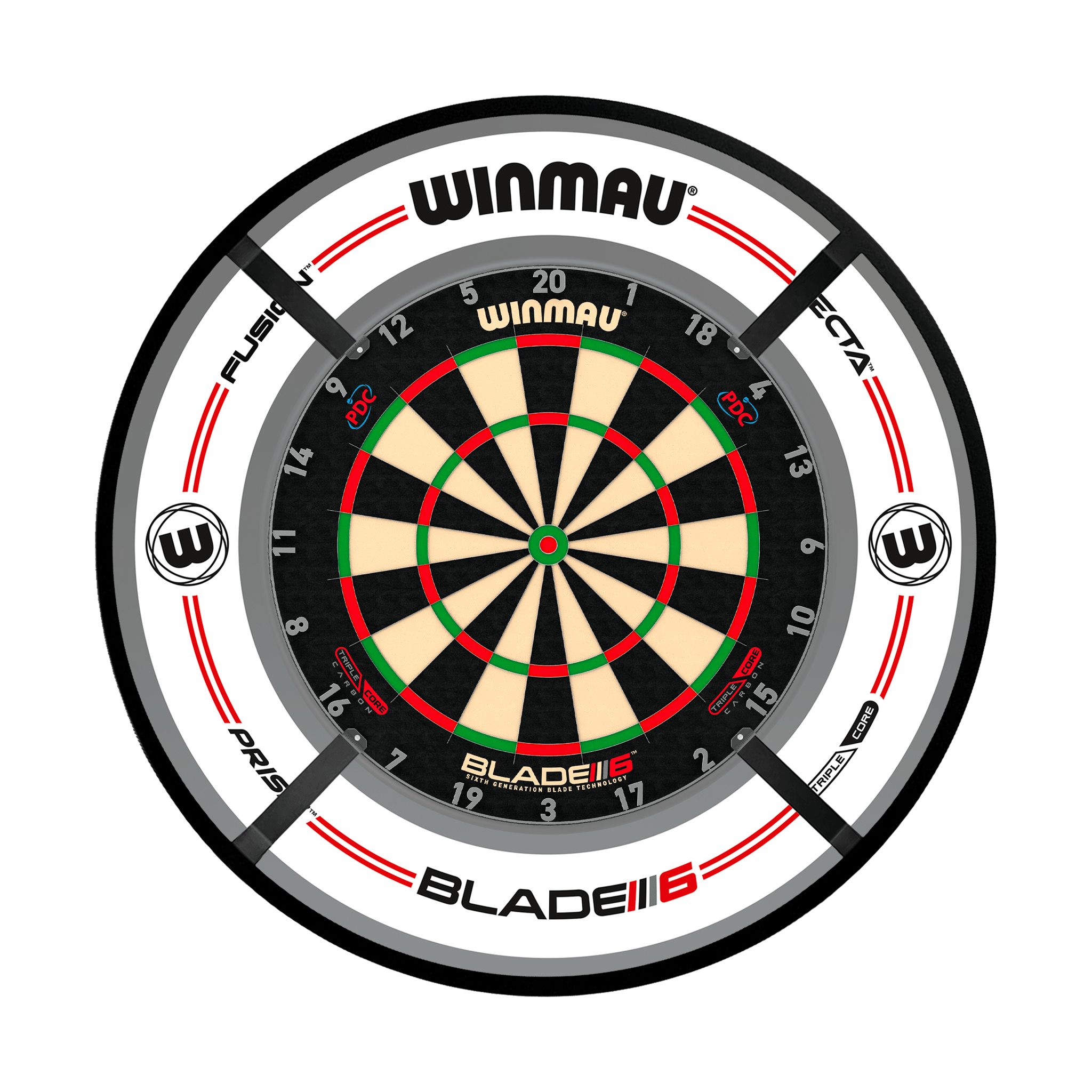 Winmau Blade 6 Dartboard, Surround & Corona Light Bundle Blade 6 Triple Core / Pro-Line White / Target Corona Vision Boards