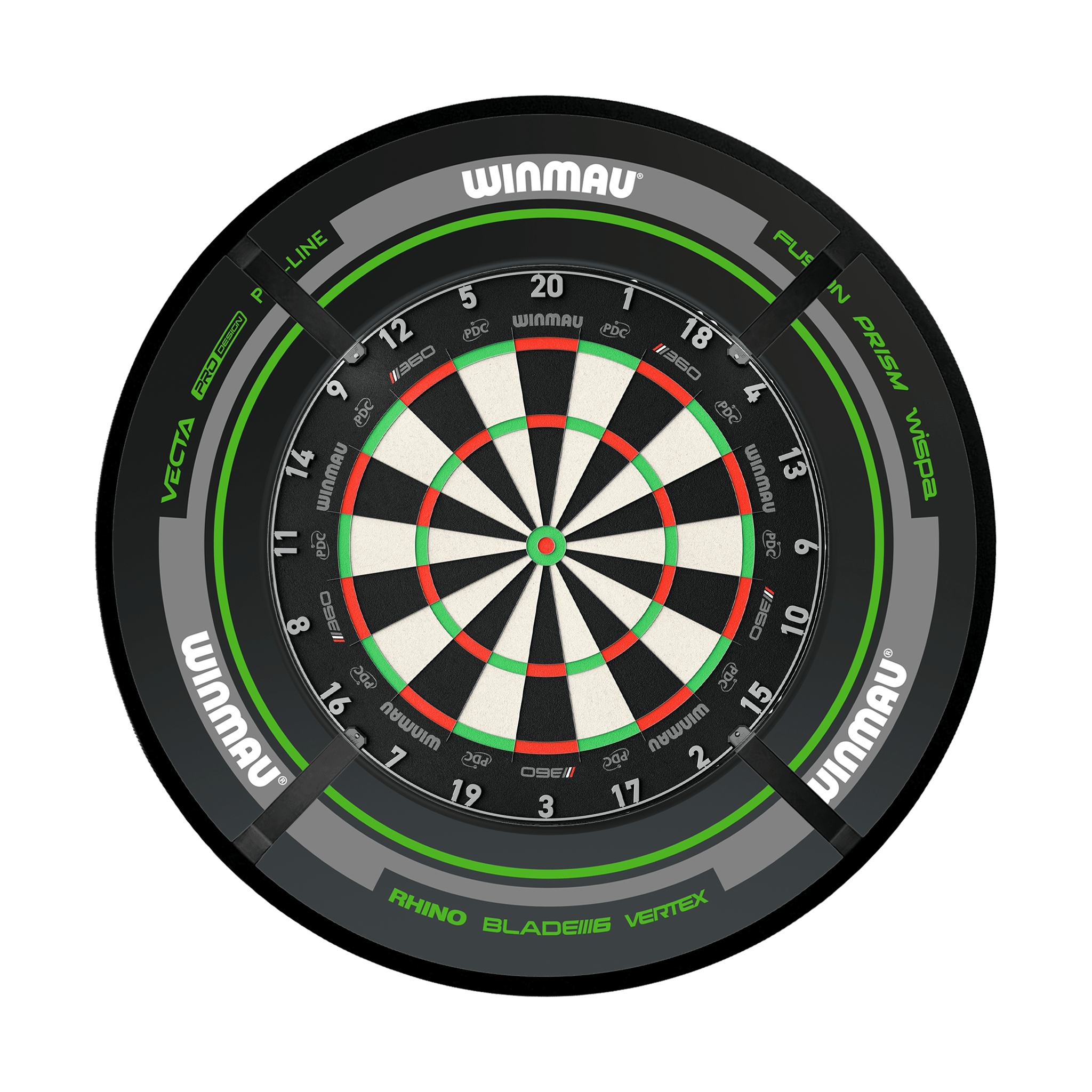 Winmau Blade 6 Dartboard, Surround & Corona Light Bundle Boards