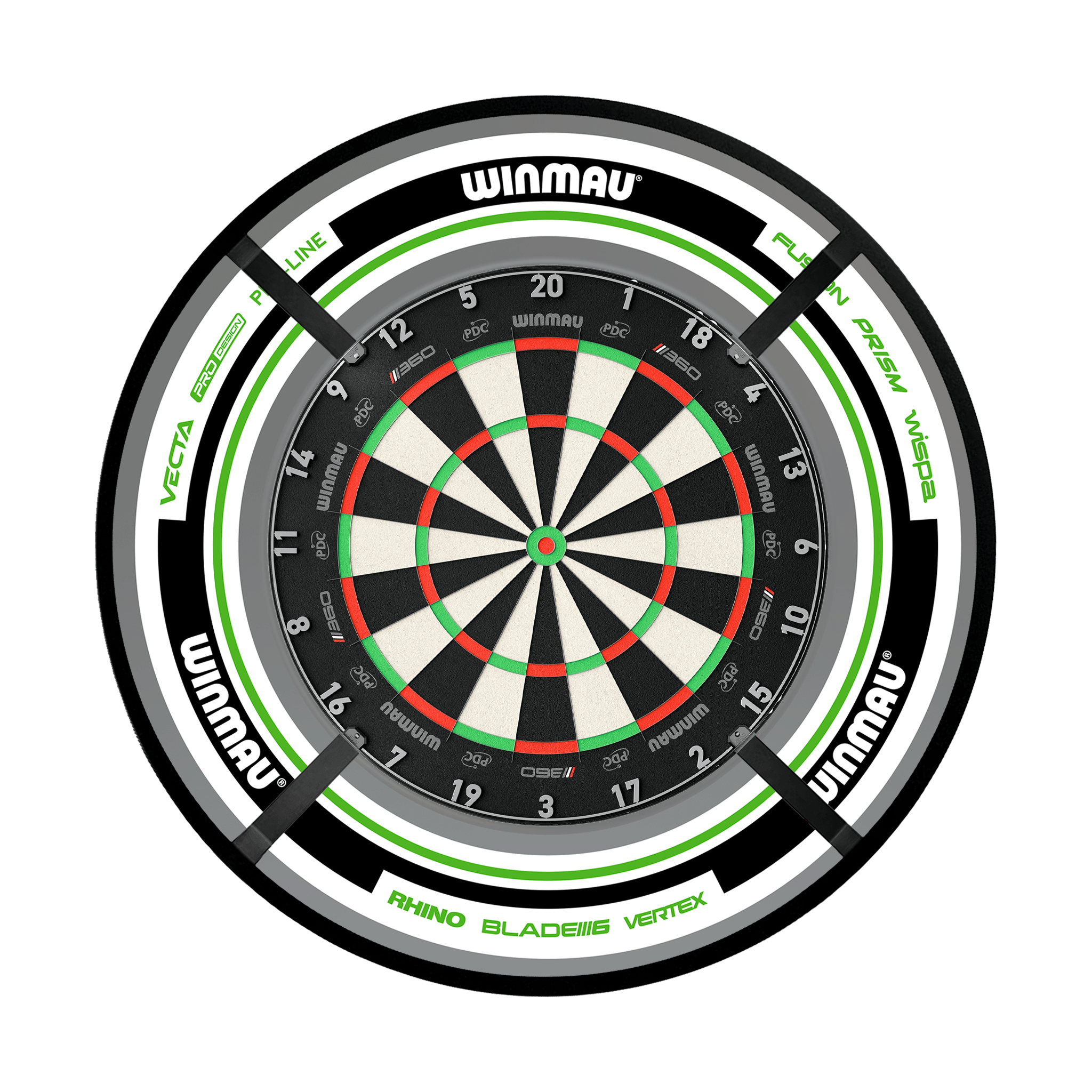 Winmau Blade 6 Dartboard, Surround & Corona Light Bundle Boards