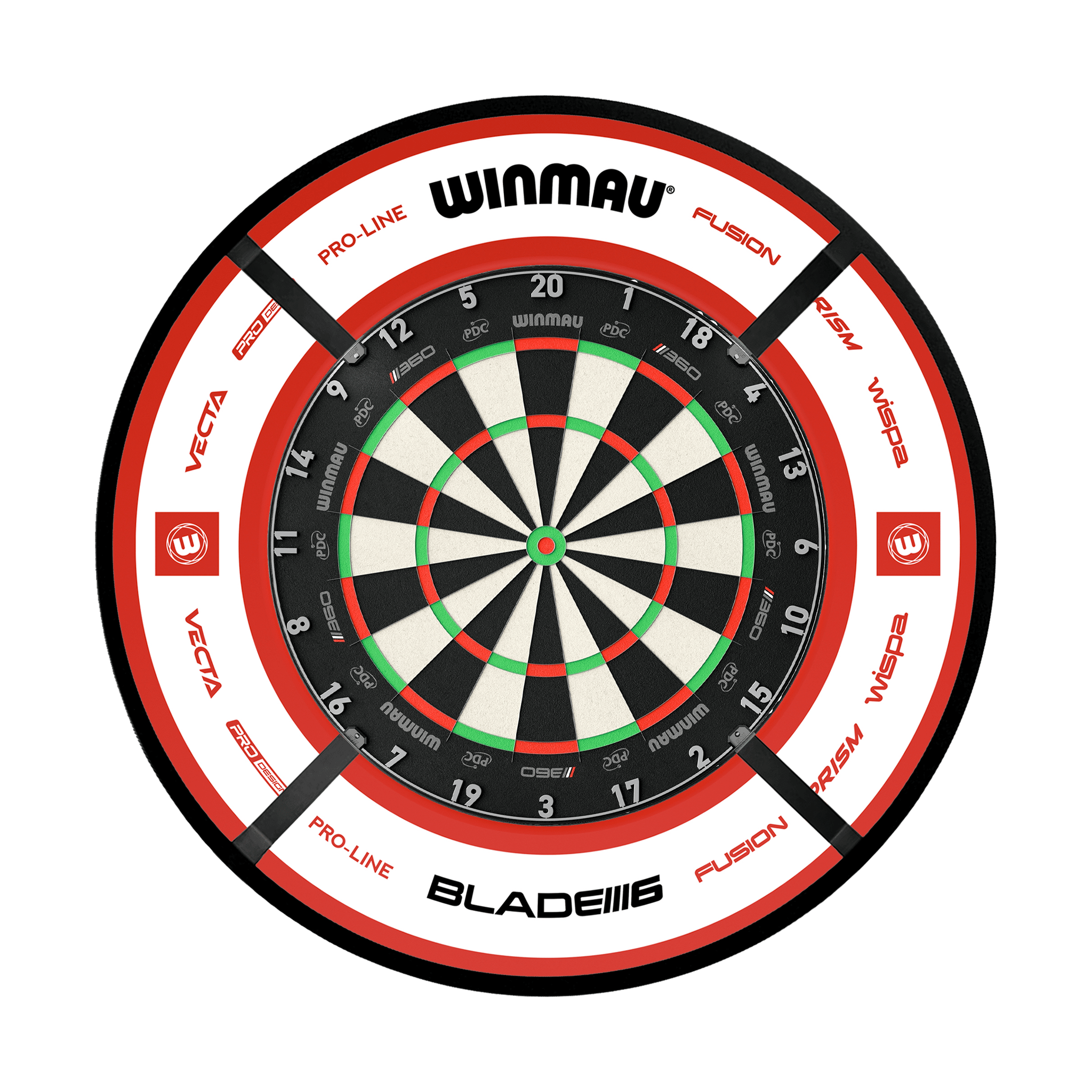 Winmau Blade 6 Dartboard, Surround & Corona Light Bundle Boards