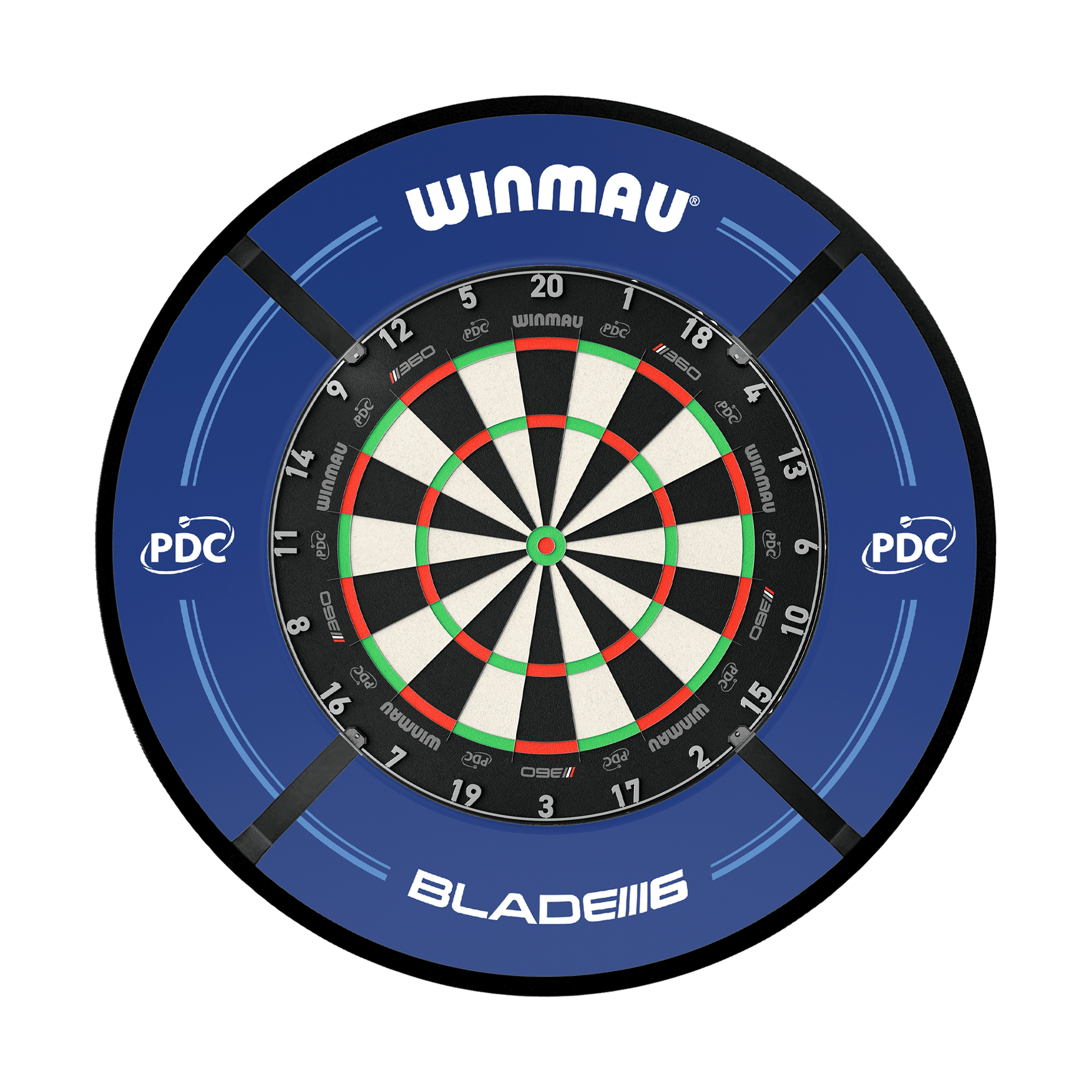 Winmau Blade 6 Dartboard, Surround & Corona Light Bundle Boards