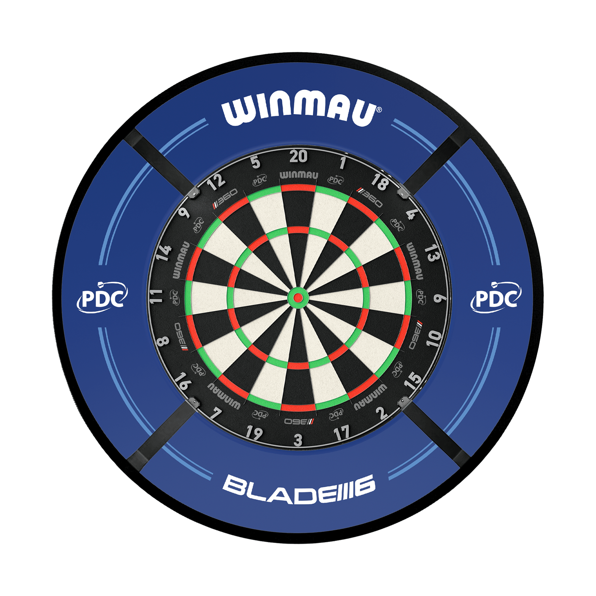Winmau Blade 6 Dartboard, Surround & Corona Light Bundle Boards