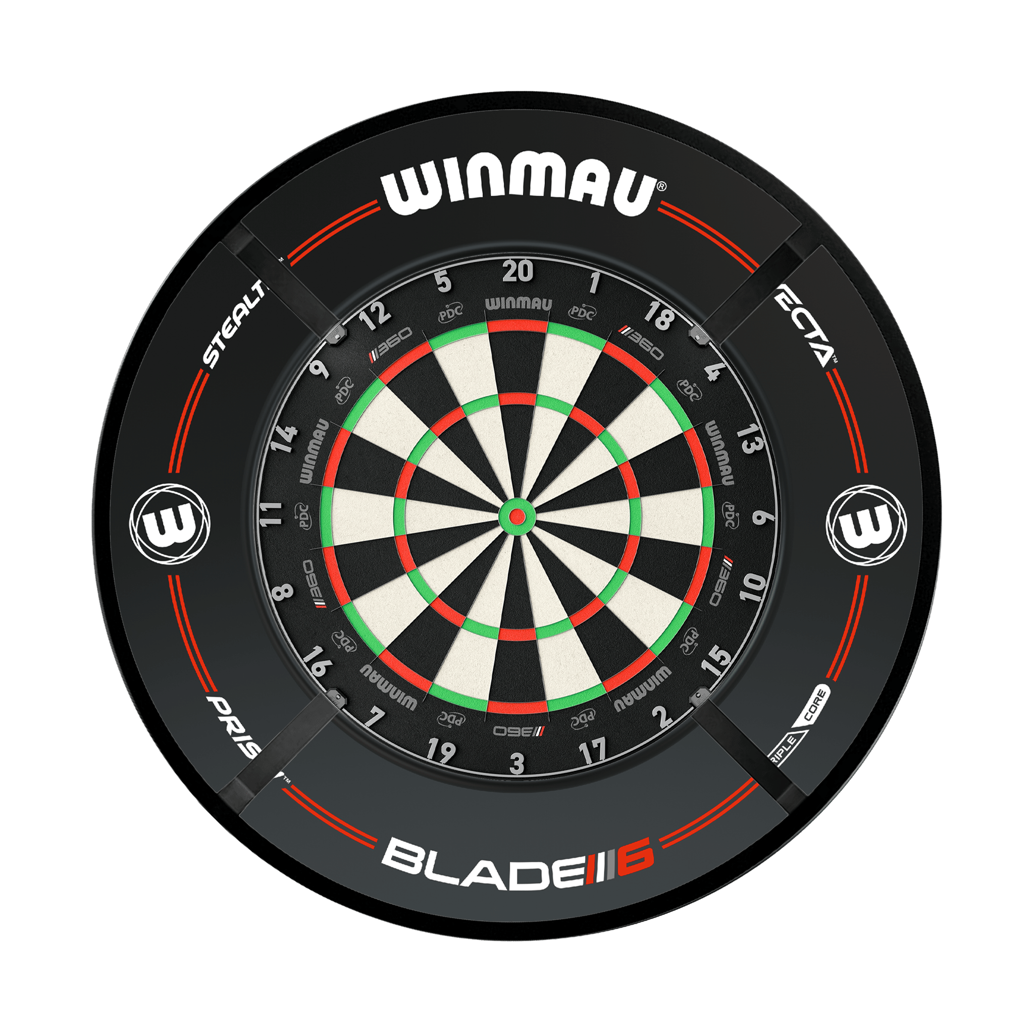 Winmau Blade 6 Dartboard, Surround & Corona Light Bundle Boards