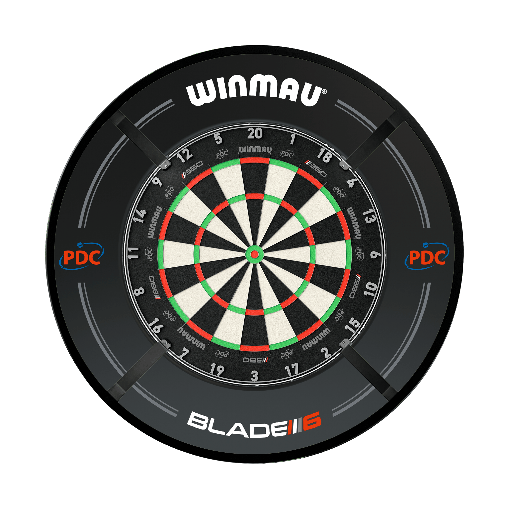 Winmau Blade 6 Dartboard, Surround & Corona Light Bundle Boards