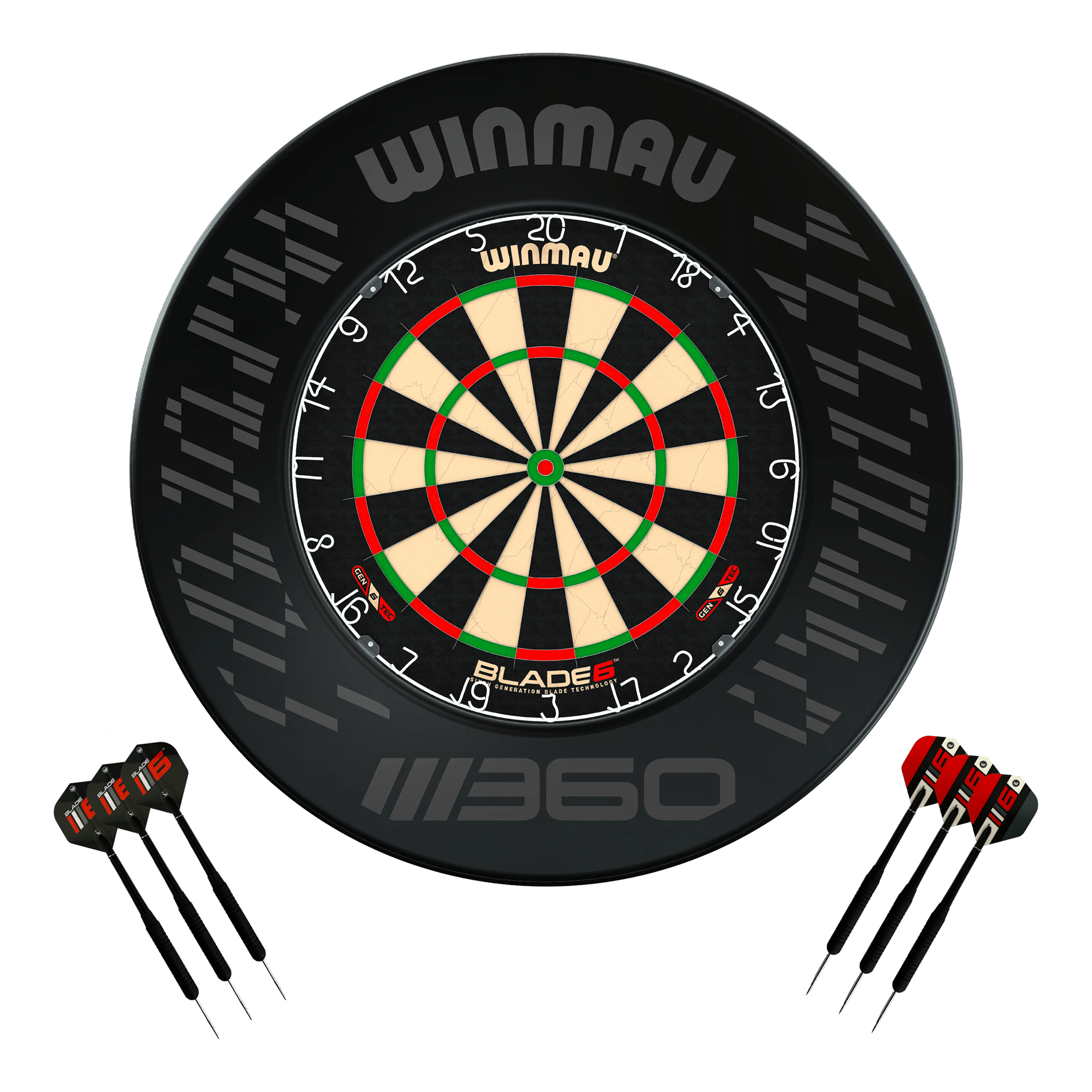 Winmau Blade 6 Dartboard, Surround & Darts - Complete Darts Set Blade 6 / Blade 360 Boards