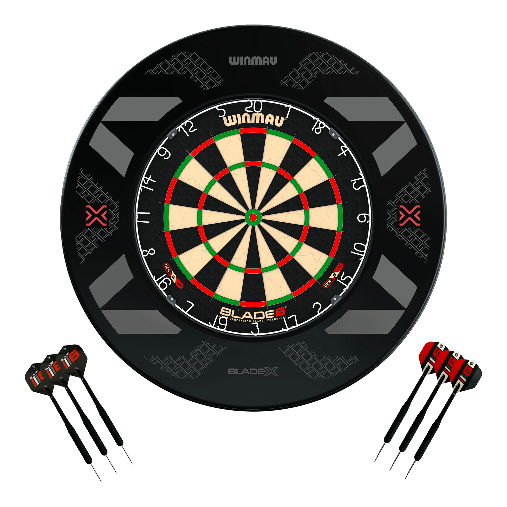 Winmau Blade 6 Dartboard, Surround & Darts - Complete Darts Set Blade 6 / Blade X Boards
