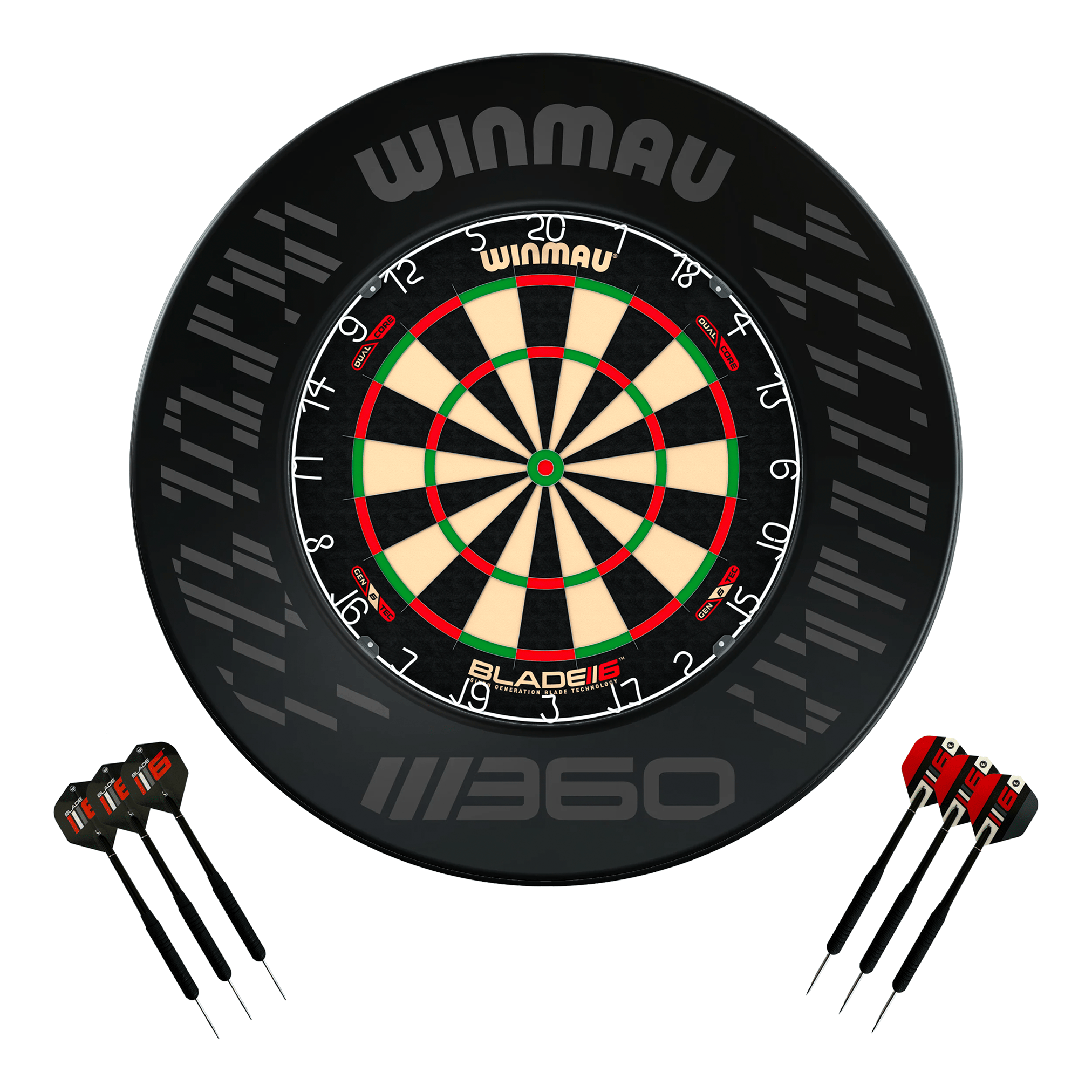 Winmau Blade 6 Dartboard, Surround & Darts - Complete Darts Set Blade 6 Dual Core / Blade 360 Boards