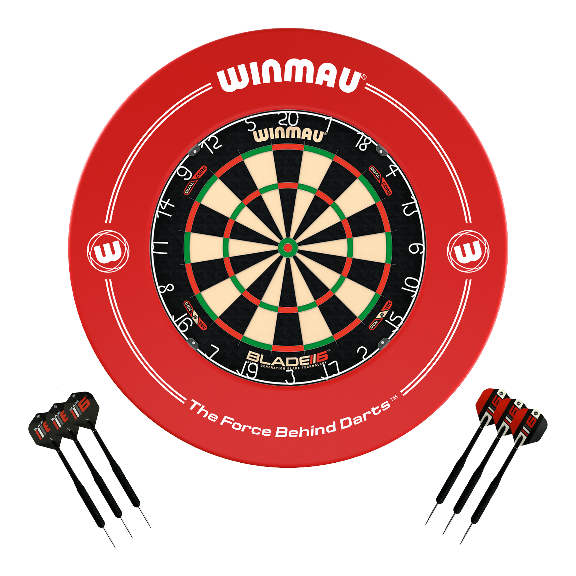 Winmau Blade 6 Dartboard, Surround & Darts - Complete Darts Set Blade 6 Dual Core / Red Boards