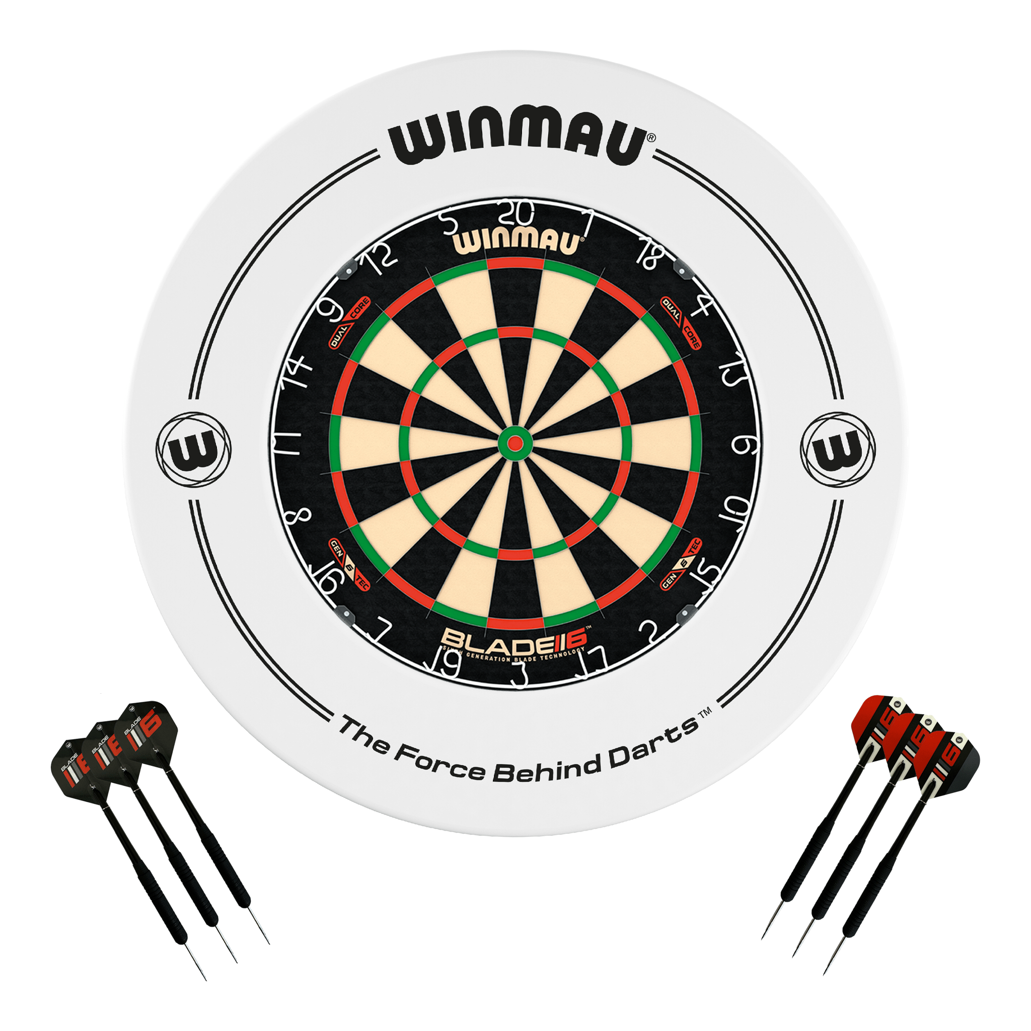Winmau Blade 6 Dartboard, Surround & Darts - Complete Darts Set Blade 6 Dual Core / White Boards