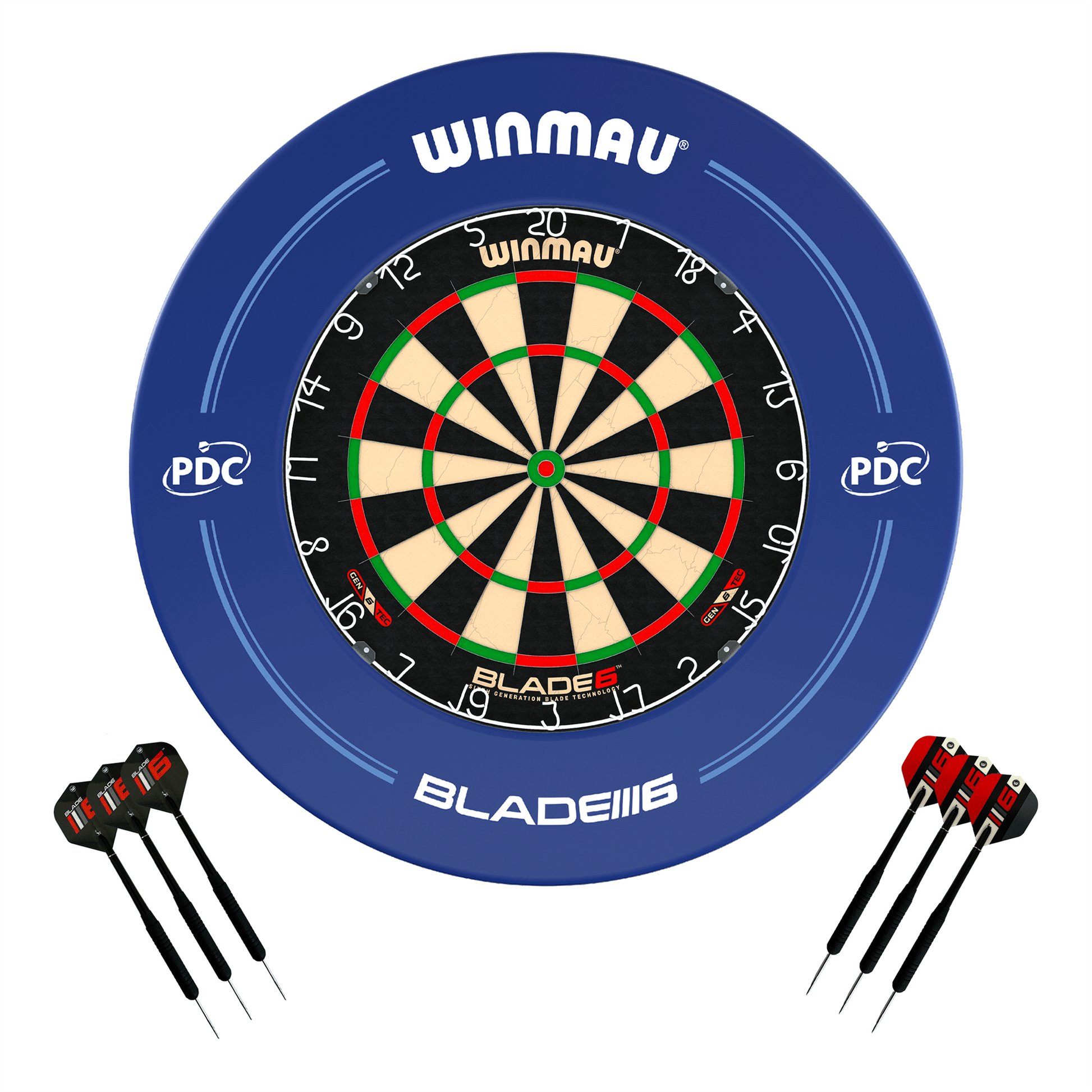 Winmau Blade 6 Dartboard, Surround & Darts - Complete Darts Set Boards