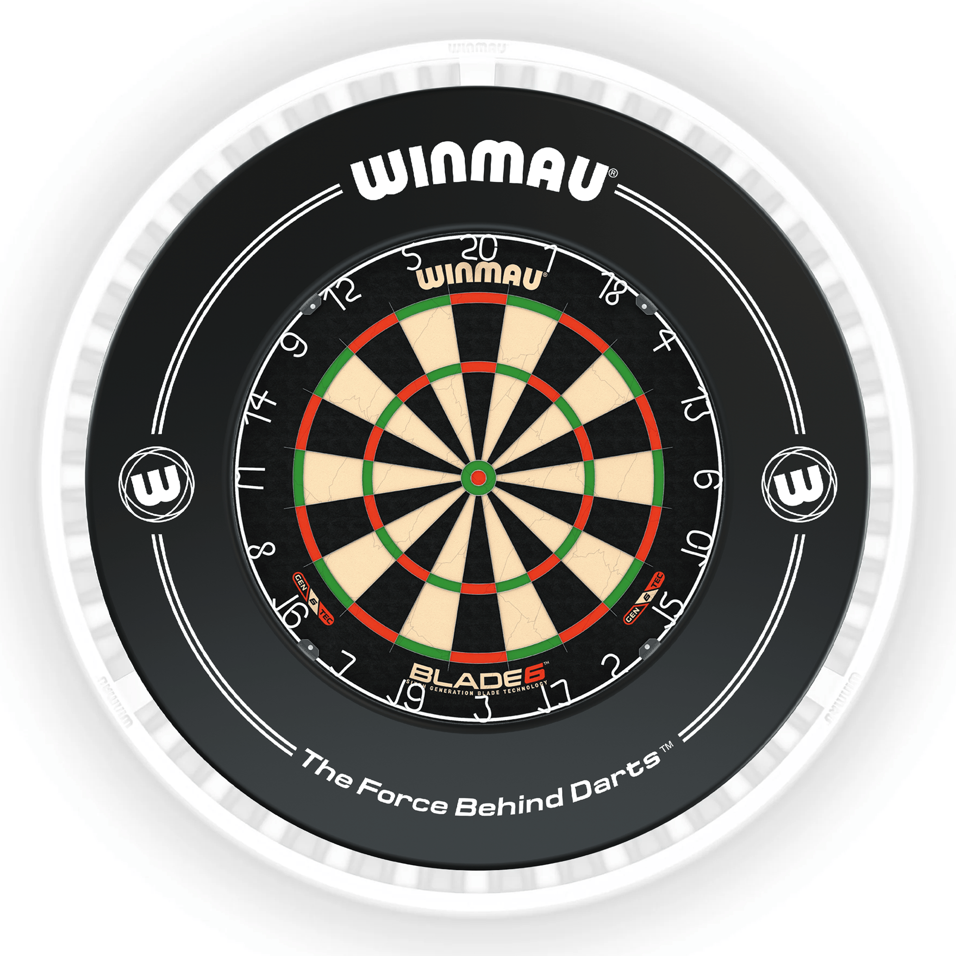 Winmau Blade 6 Dartboard, Surround & Ice White Plasma Light Bundle Blade 6 / Black / Winmau Plasma Ice White Boards