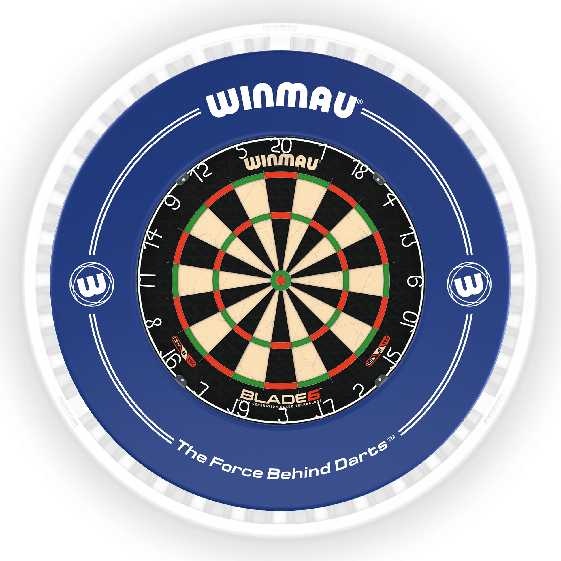 Winmau Blade 6 Dartboard, Surround & Ice White Plasma Light Bundle Blade 6 / Blue / Winmau Plasma Ice White Boards