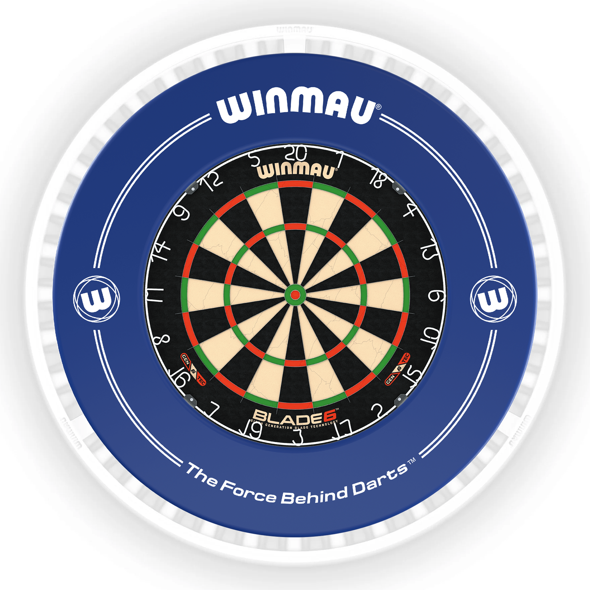 Winmau Blade 6 Dartboard, Surround & Ice White Plasma Light Bundle Blade 6 / Blue / Winmau Plasma Ice White Boards