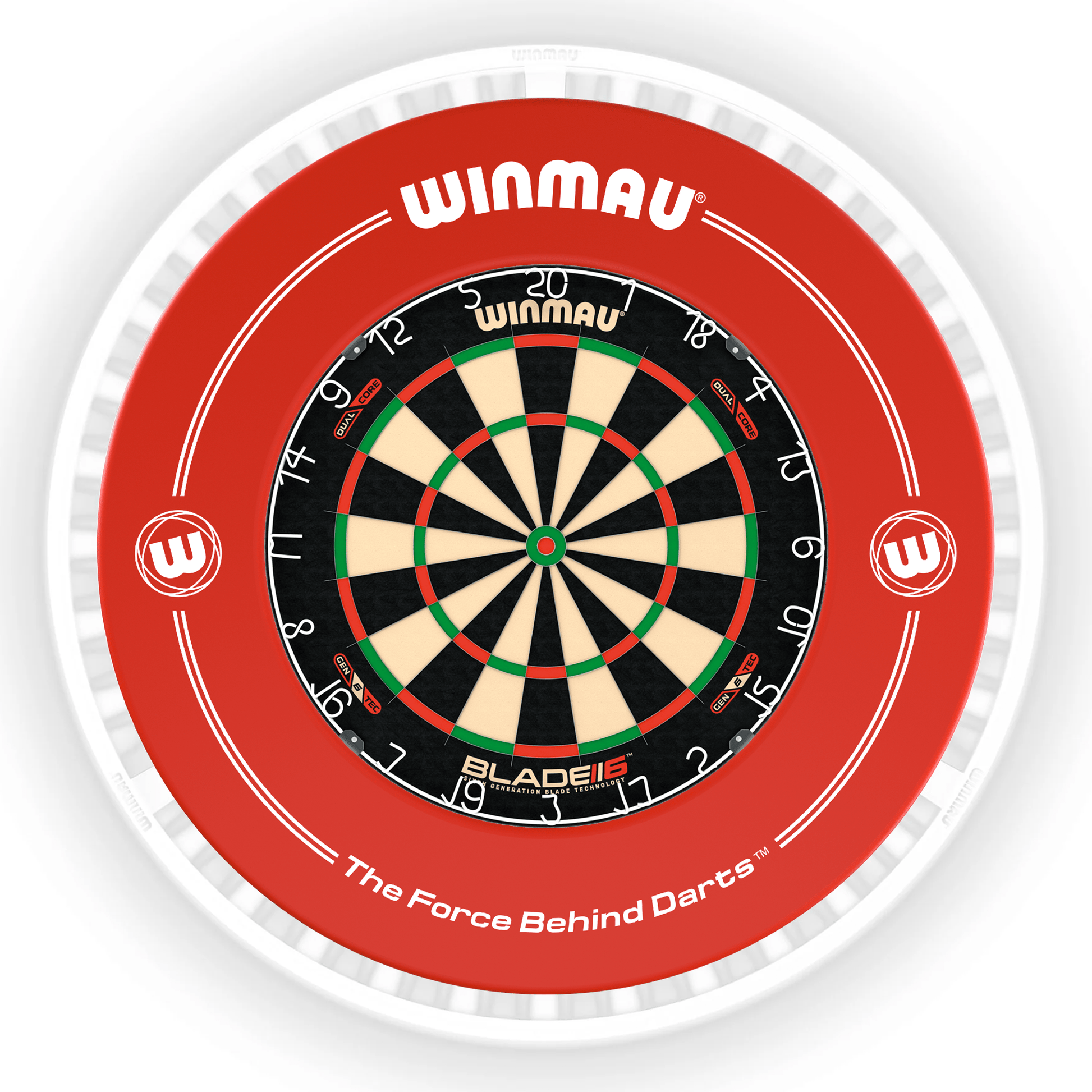Winmau Blade 6 Dartboard, Surround & Ice White Plasma Light Bundle Blade 6 Dual Core / Red / Winmau Plasma Ice White Boards