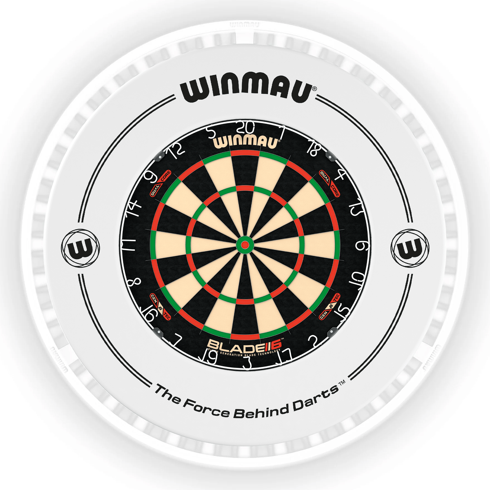 Winmau Blade 6 Dartboard, Surround & Ice White Plasma Light Bundle Blade 6 Dual Core / White / Winmau Plasma Ice White Boards