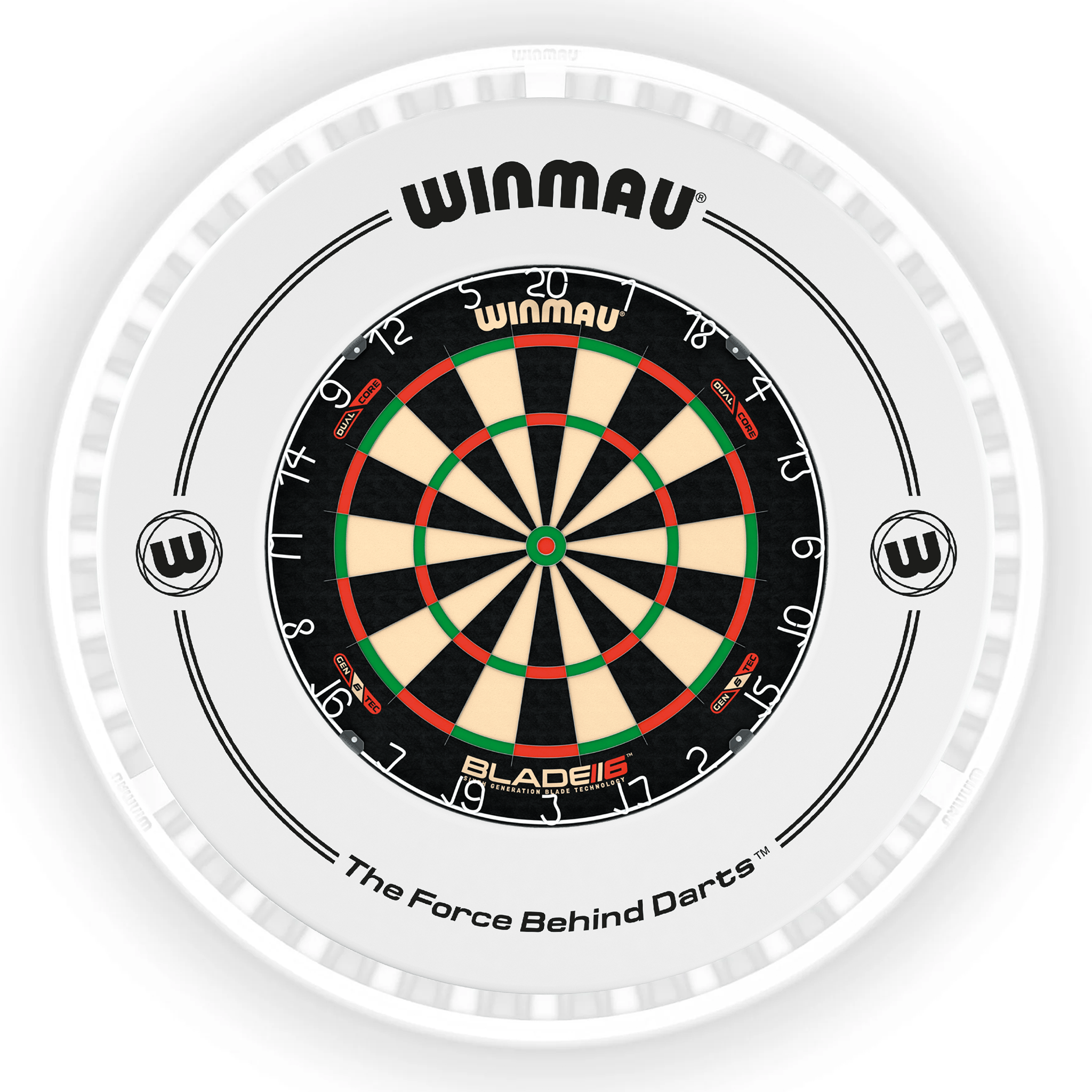 Winmau Blade 6 Dartboard, Surround & Ice White Plasma Light Bundle Blade 6 Dual Core / White / Winmau Plasma Ice White Boards