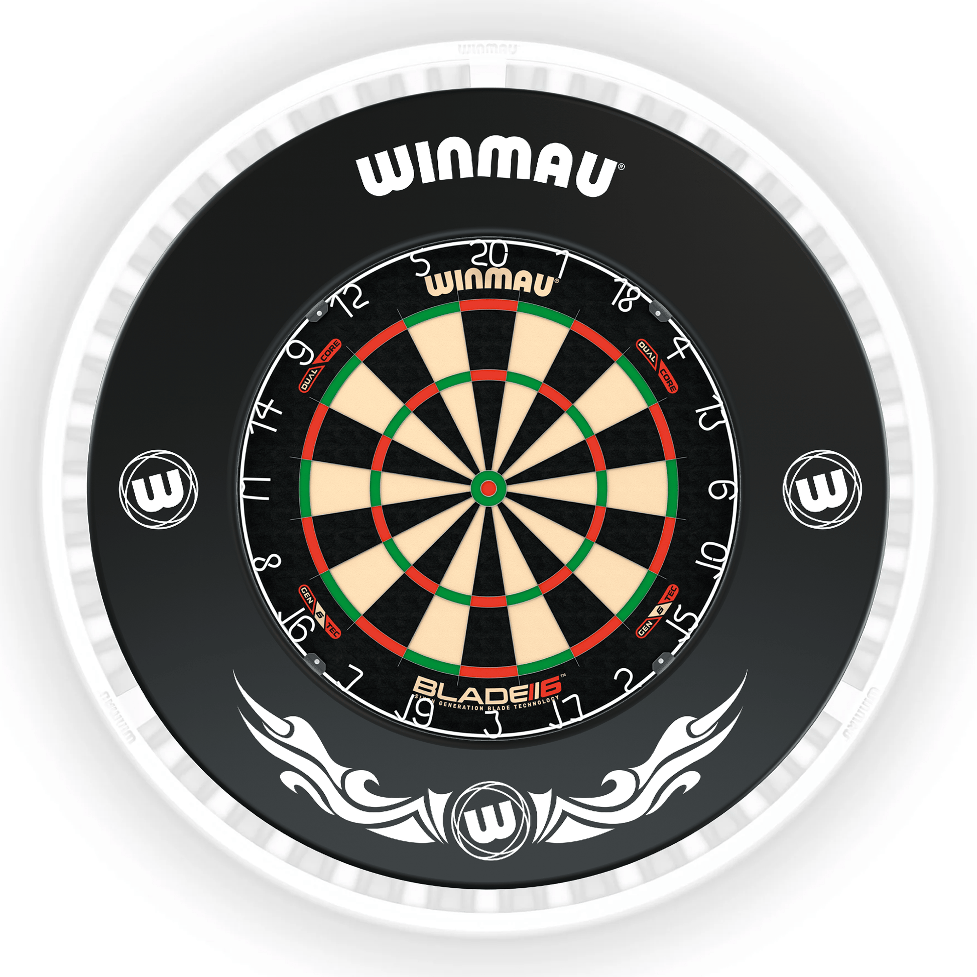 Winmau Blade 6 Dartboard, Surround & Ice White Plasma Light Bundle Blade 6 Dual Core / Xtreme / Winmau Plasma Ice White Boards