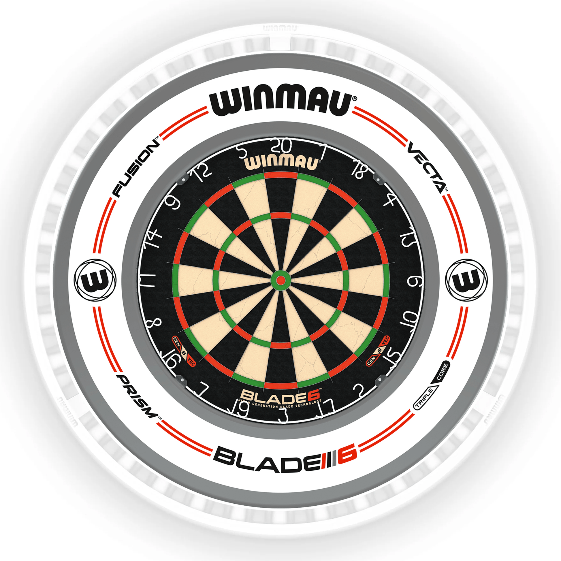 Winmau Blade 6 Dartboard, Surround & Ice White Plasma Light Bundle Blade 6 / Pro-Line White / Winmau Plasma Ice White Boards