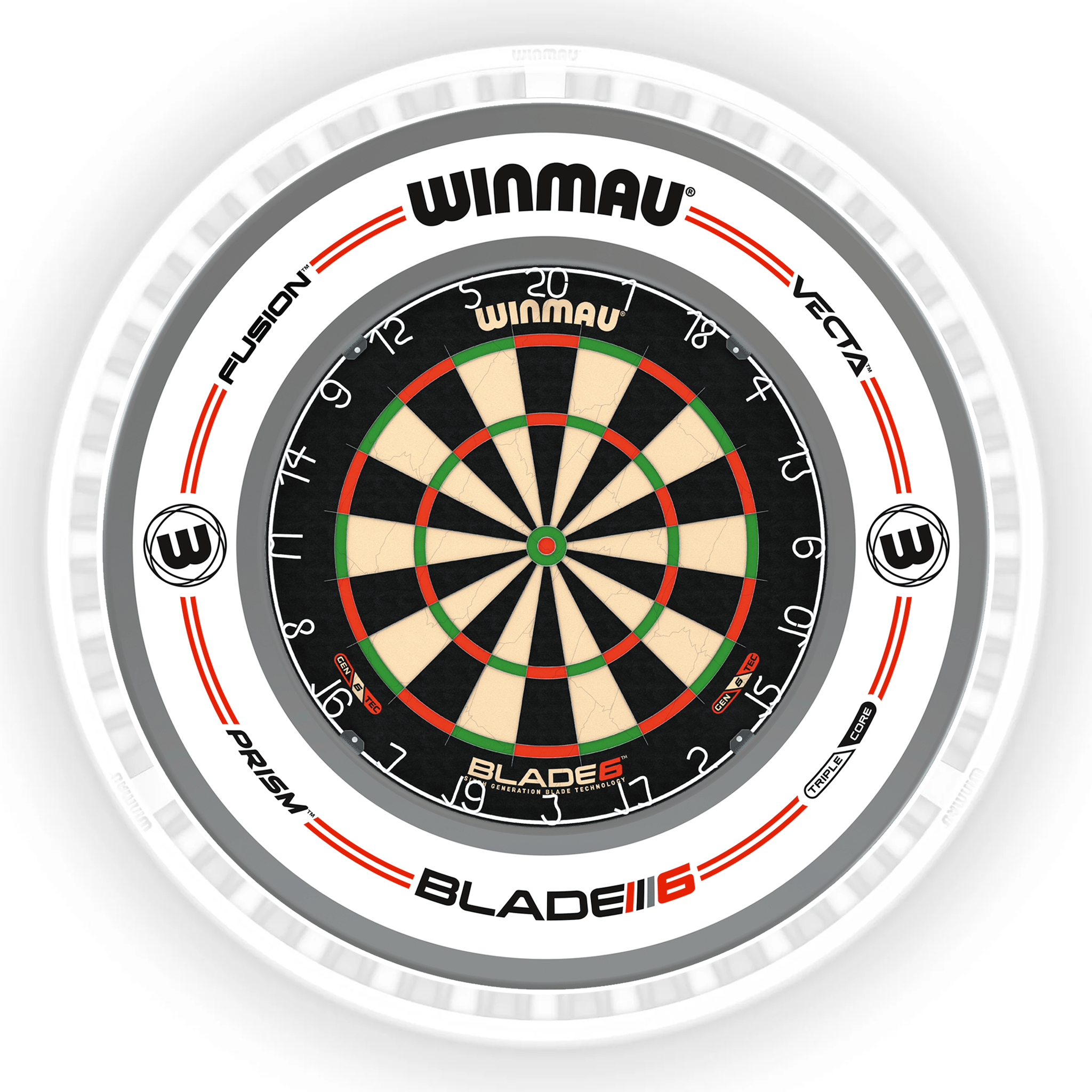 Winmau Blade 6 Dartboard, Surround & Ice White Plasma Light Bundle Blade 6 / Pro-Line White / Winmau Plasma Ice White Boards