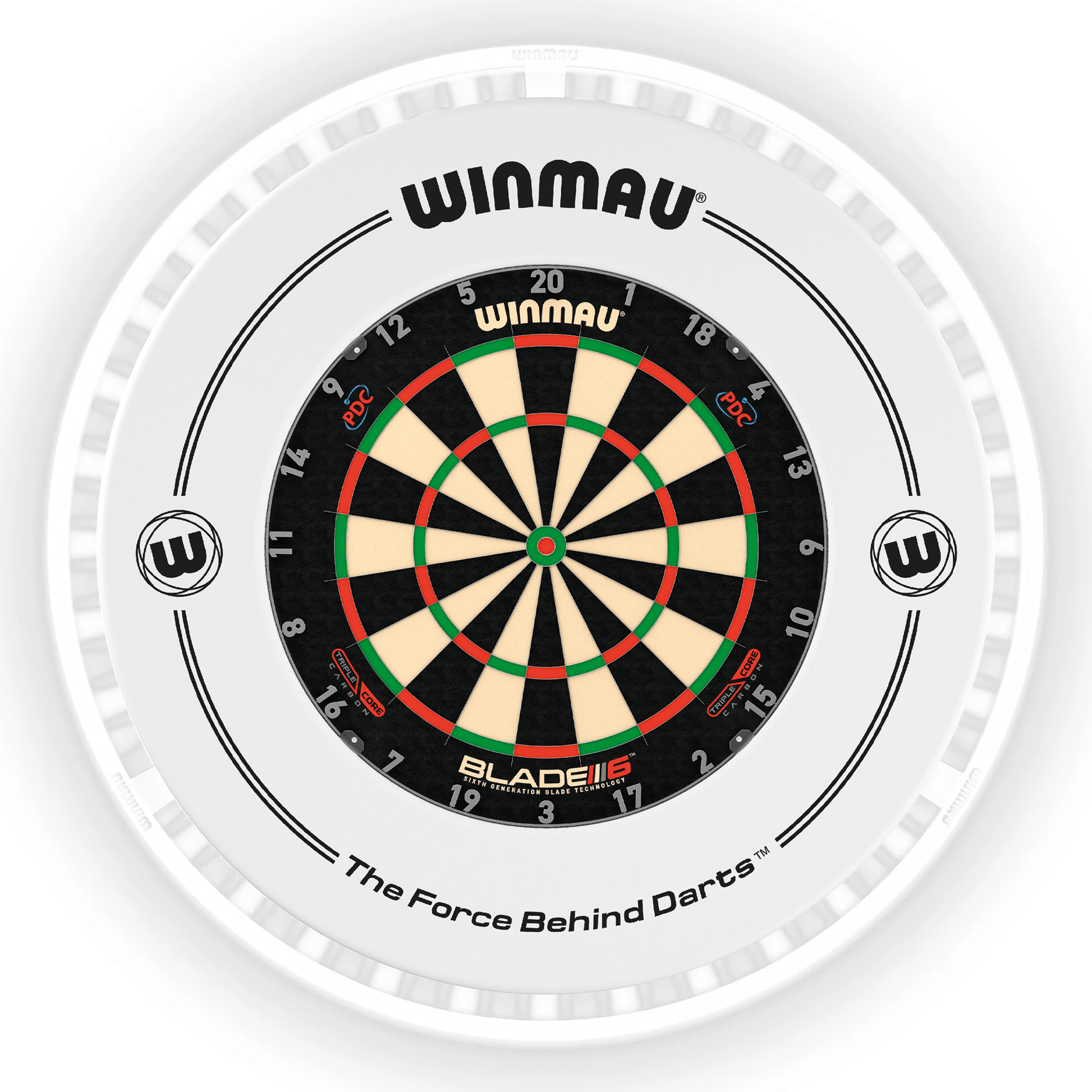 Winmau Blade 6 Dartboard, Surround & Ice White Plasma Light Bundle Blade 6 Triple Core / White / Winmau Plasma Ice White Boards
