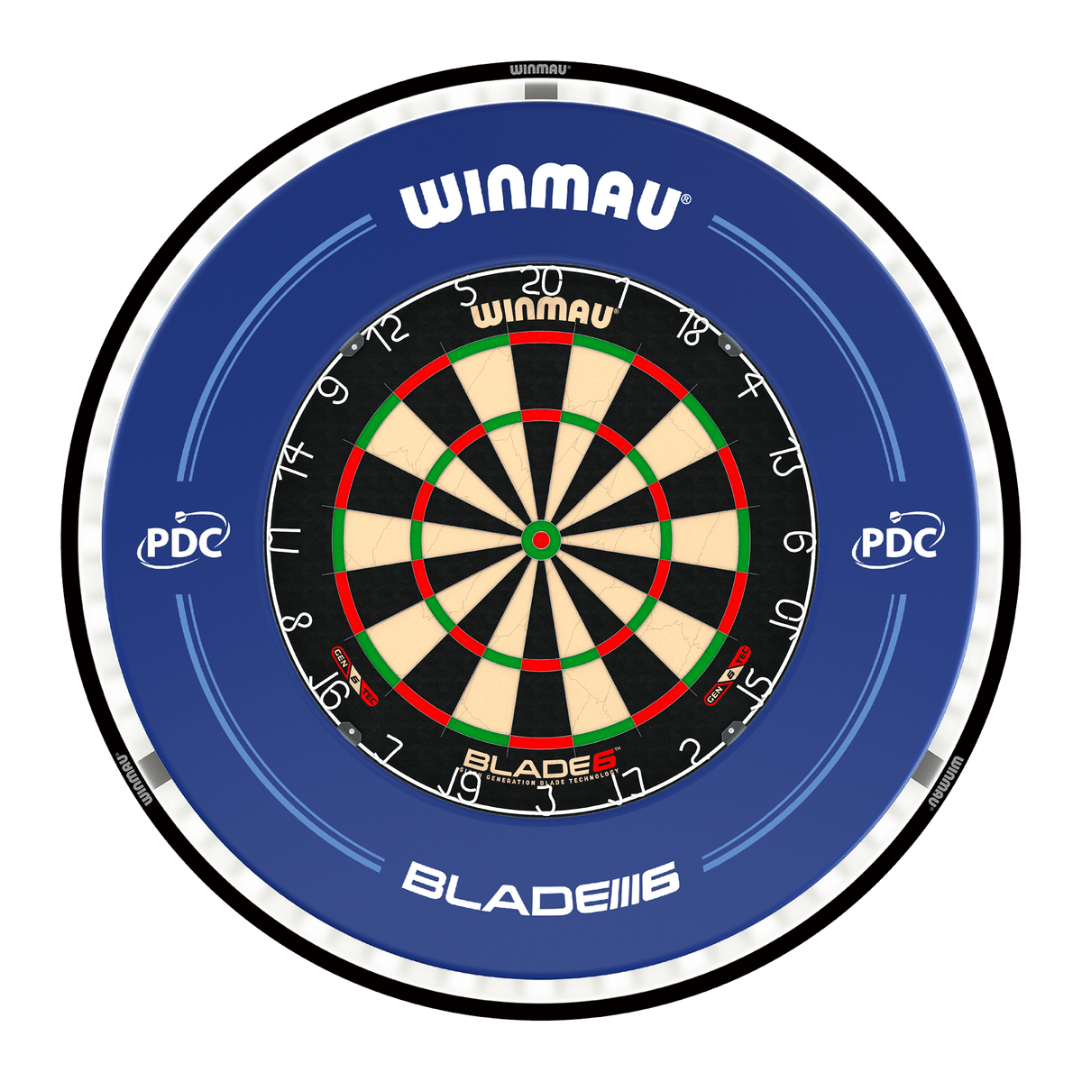 Winmau Blade 6 Dartboard, Surround & Plasma Light Bundle Dartboard Bundles