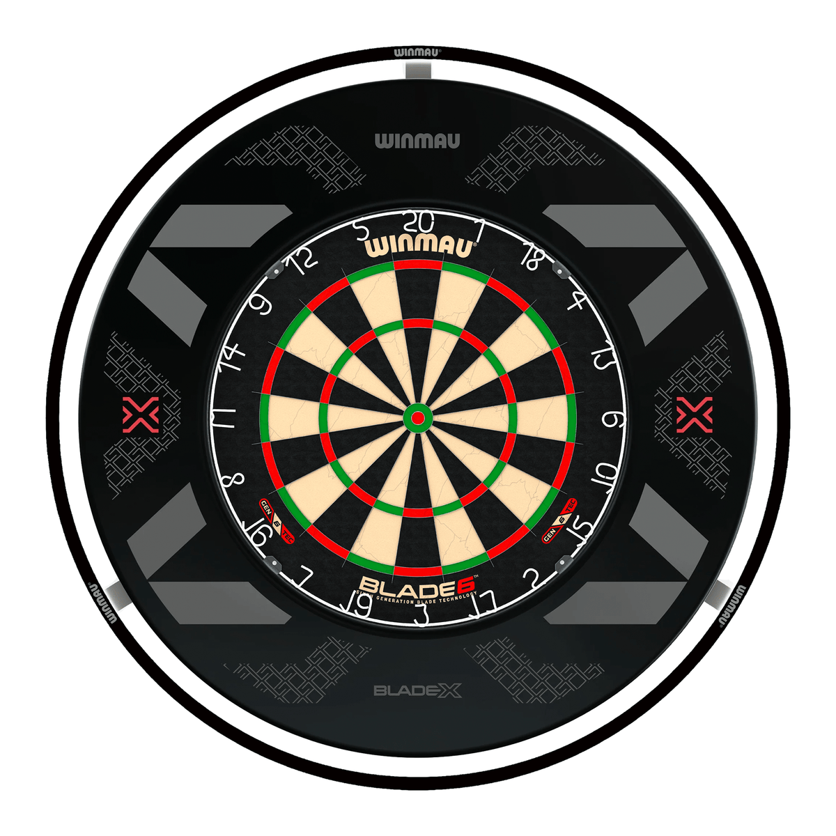 Winmau Blade 6 Dartboard, Surround & Plasma Light Bundle Dartboard Bundles