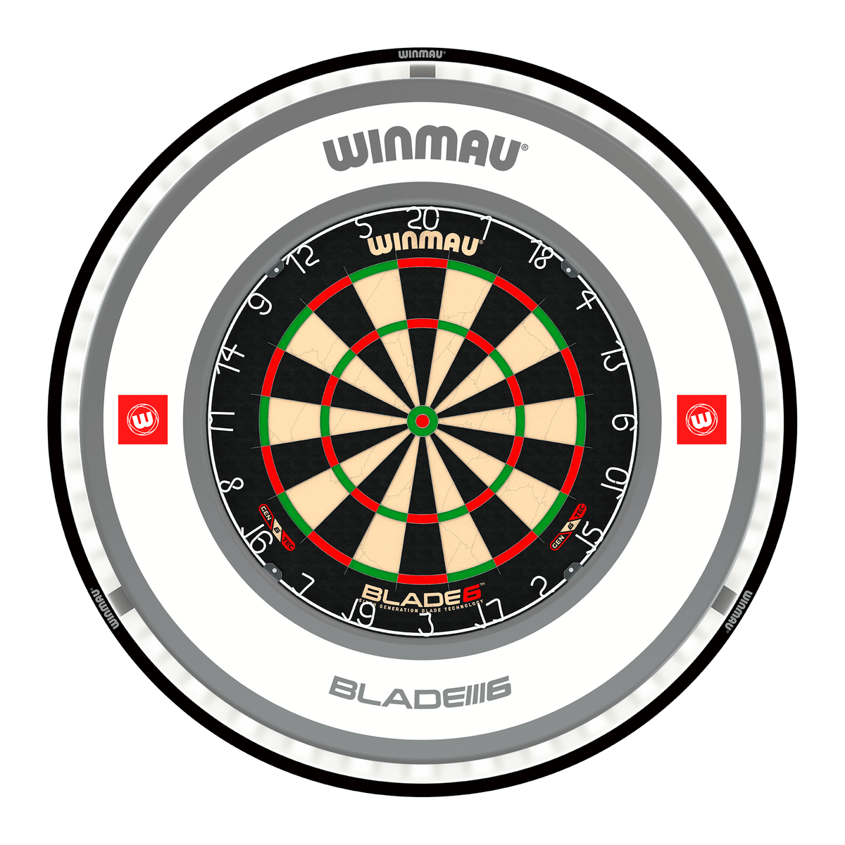 Winmau Blade 6 Dartboard, Surround & Plasma Light Bundle Dartboard Bundles
