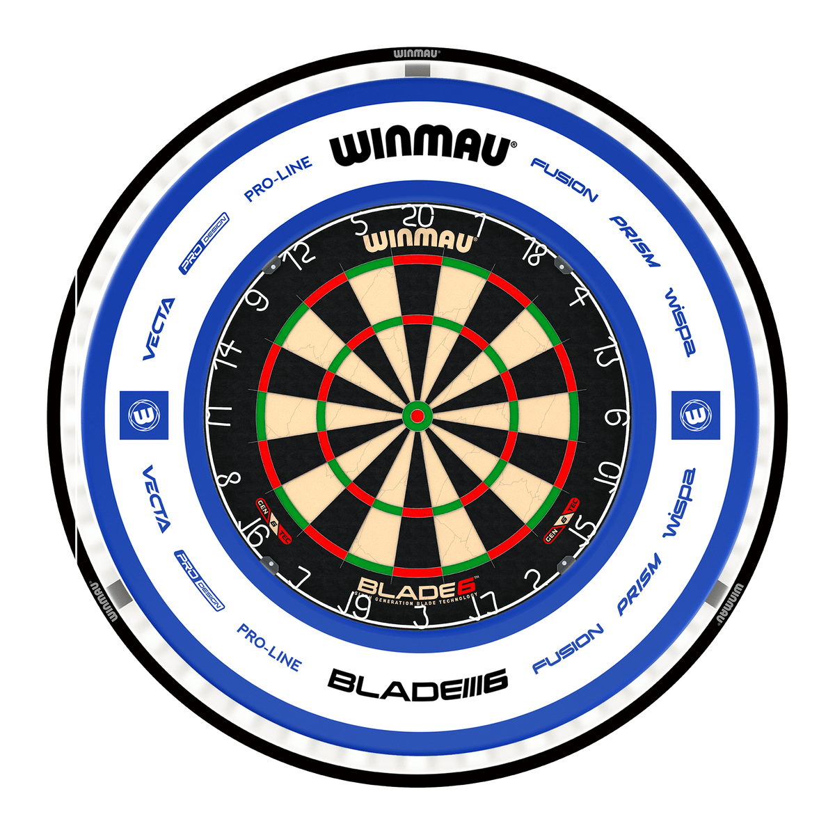 Winmau Blade 6 Dartboard, Surround & Plasma Light Bundle Dartboard Bundles