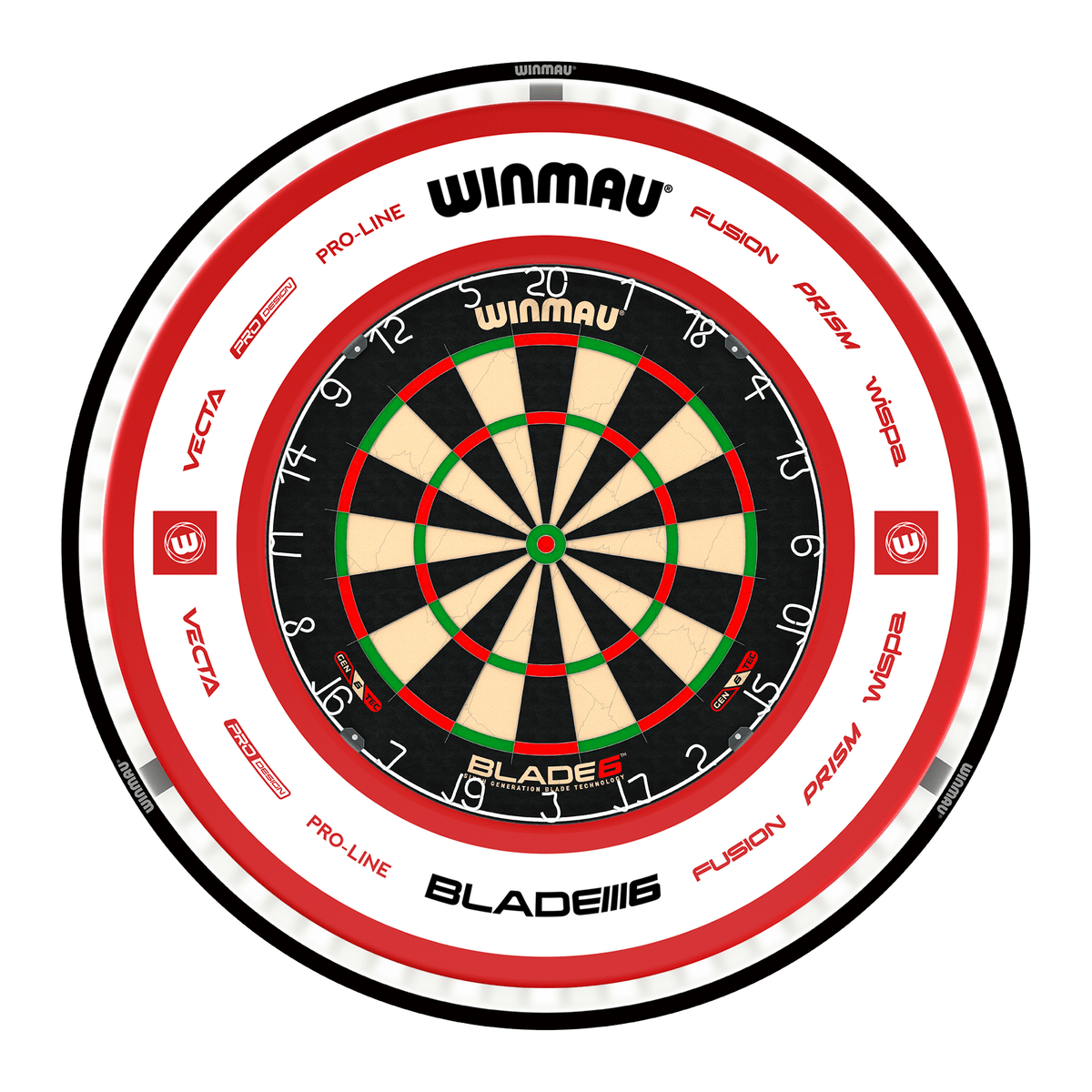 Winmau Blade 6 Dartboard, Surround & Plasma Light Bundle Dartboard Bundles