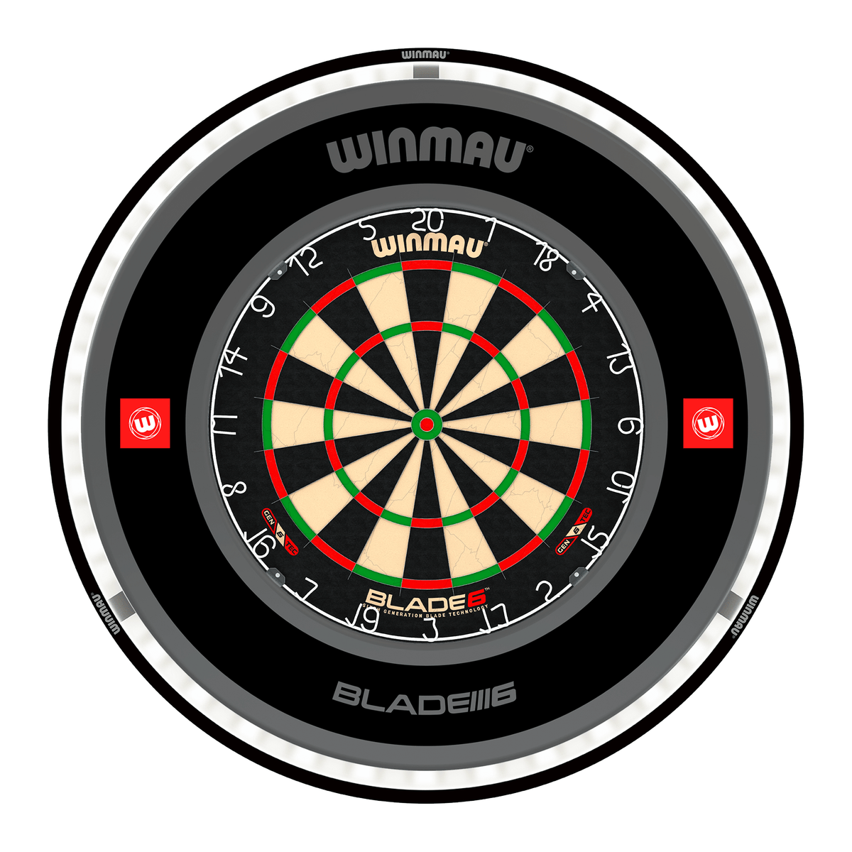 Winmau Blade 6 Dartboard, Surround & Plasma Light Bundle Dartboard Bundles