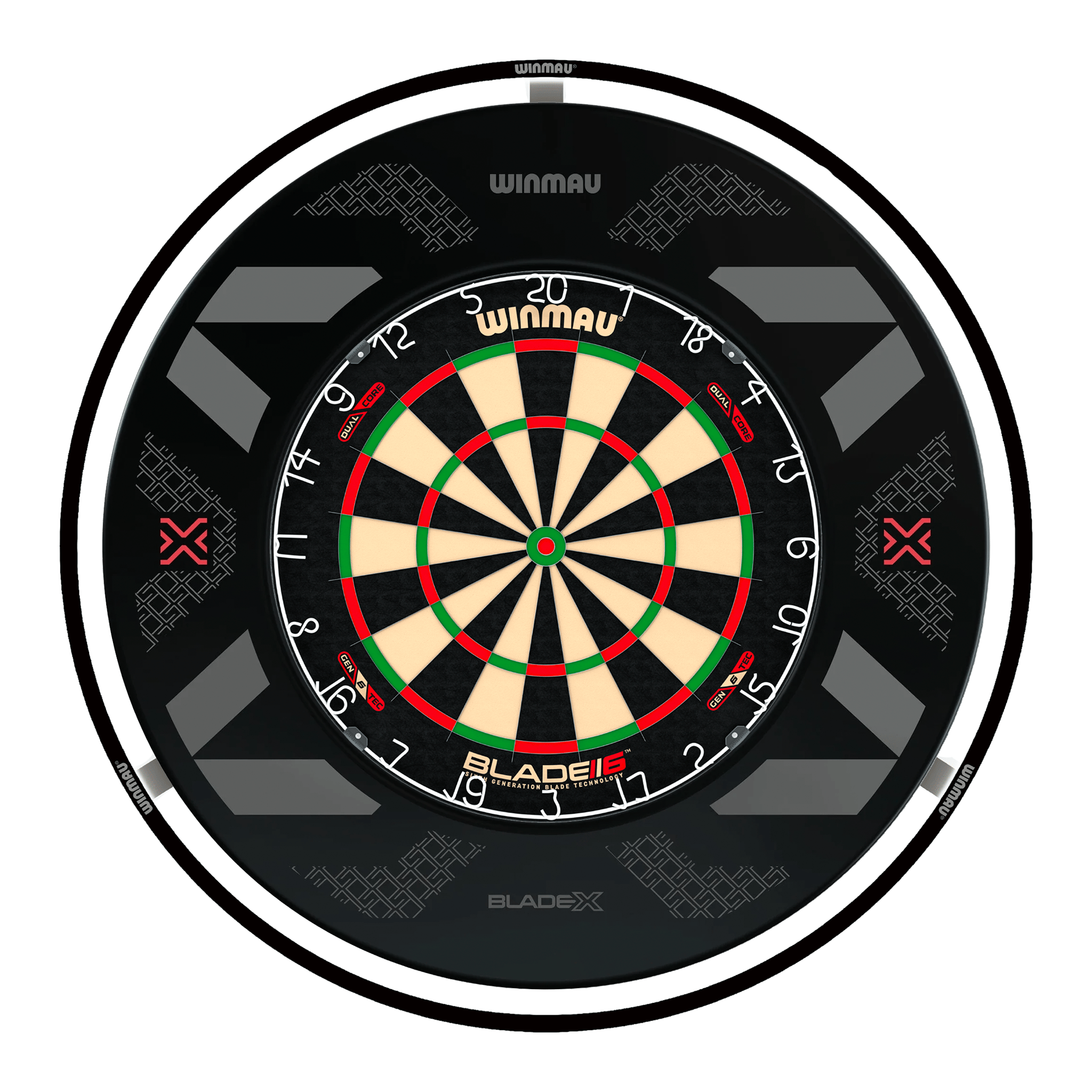 Winmau Blade 6 Dual Core Dartboard, Surround & Black Plasma Light Bundle Blade 6 Dual Core / Blade X / Winmau Plasma Black Boards