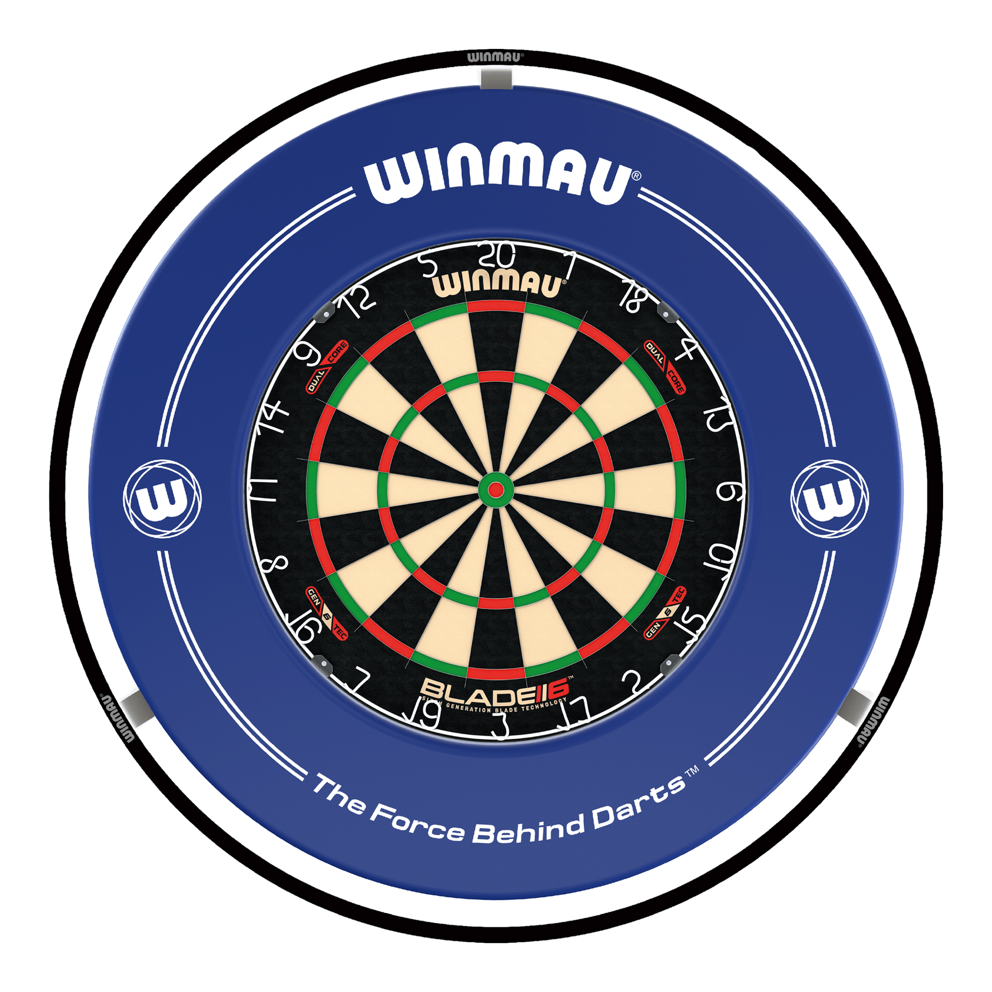 Winmau Blade 6 Dual Core Dartboard, Surround & Black Plasma Light Bundle Blade 6 Dual Core / Blue / Winmau Plasma Black Boards