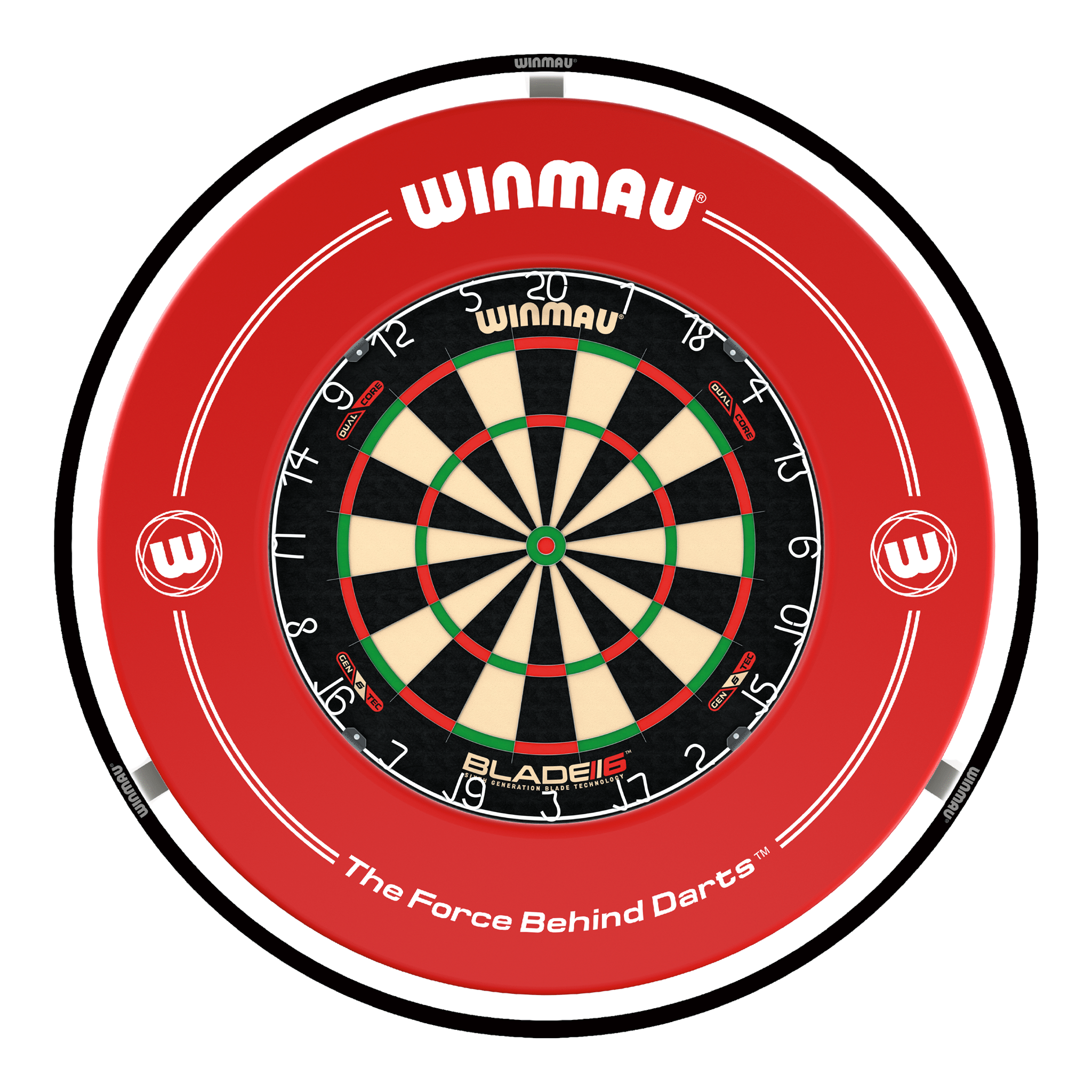 Winmau Blade 6 Dual Core Dartboard, Surround & Black Plasma Light Bundle Blade 6 Dual Core / Red / Winmau Plasma Black Boards