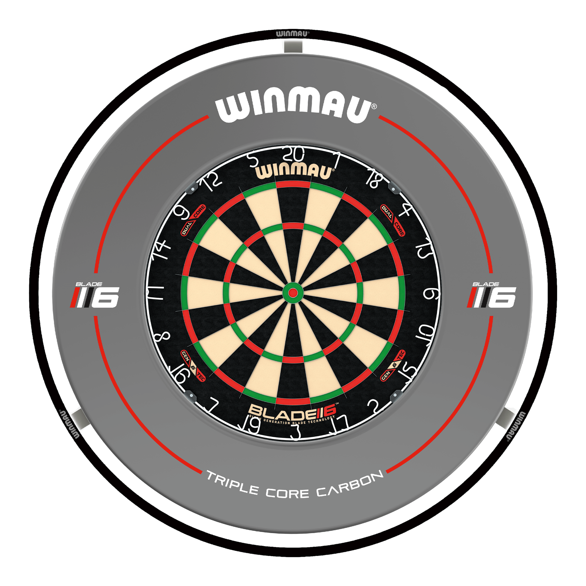 Winmau Blade 6 Dual Core Dartboard, Surround & Black Plasma Light Bundle Blade 6 Dual Core / Triple Core / Winmau Plasma Black Boards