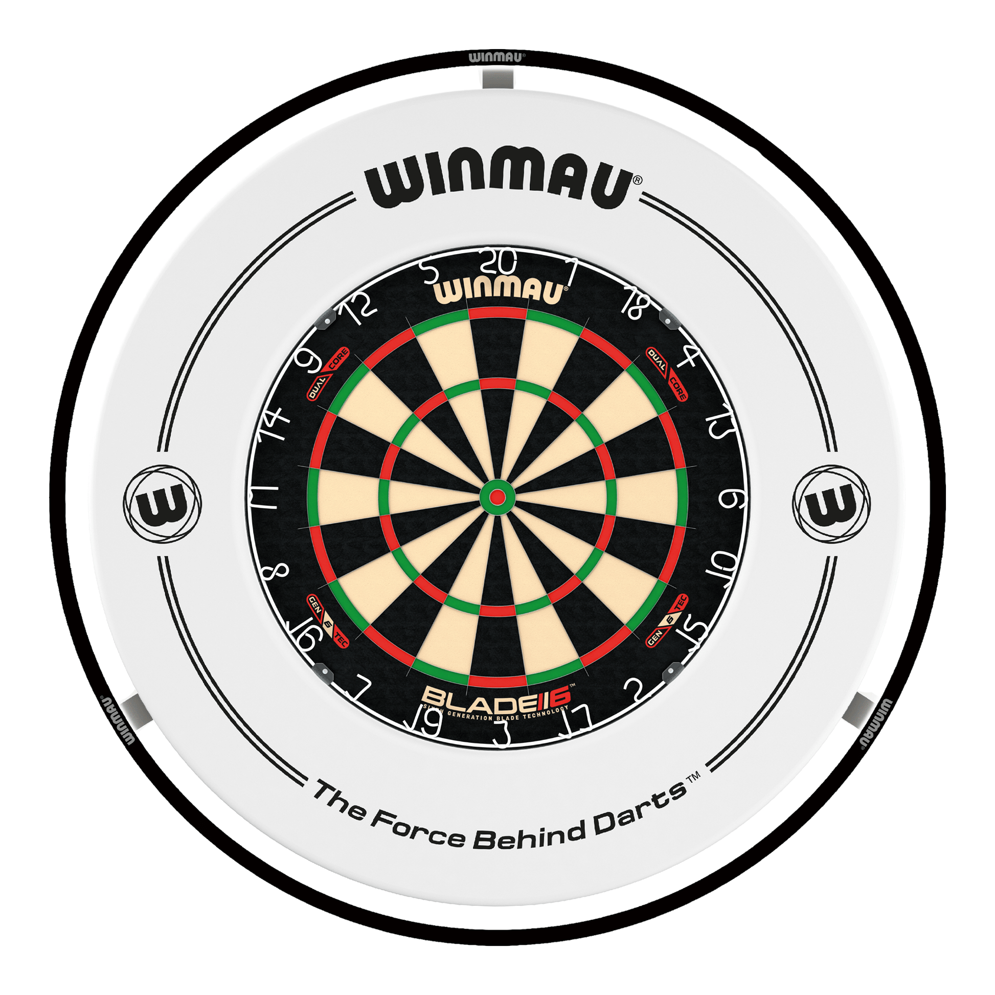 Winmau Blade 6 Dual Core Dartboard, Surround & Black Plasma Light Bundle Blade 6 Dual Core / White / Winmau Plasma Black Boards