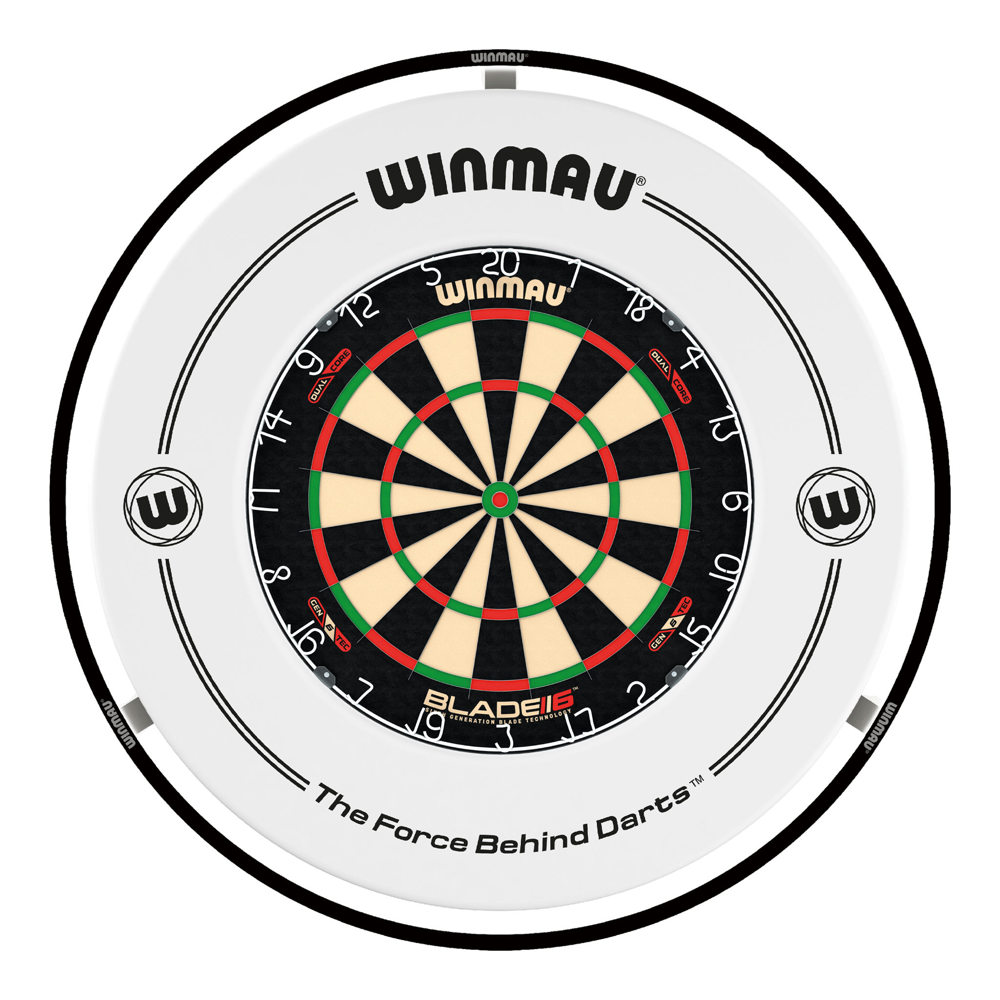 Winmau Blade 6 Dual Core Dartboard, Surround & Black Plasma Light Bundle Blade 6 Dual Core / White / Winmau Plasma Black Boards