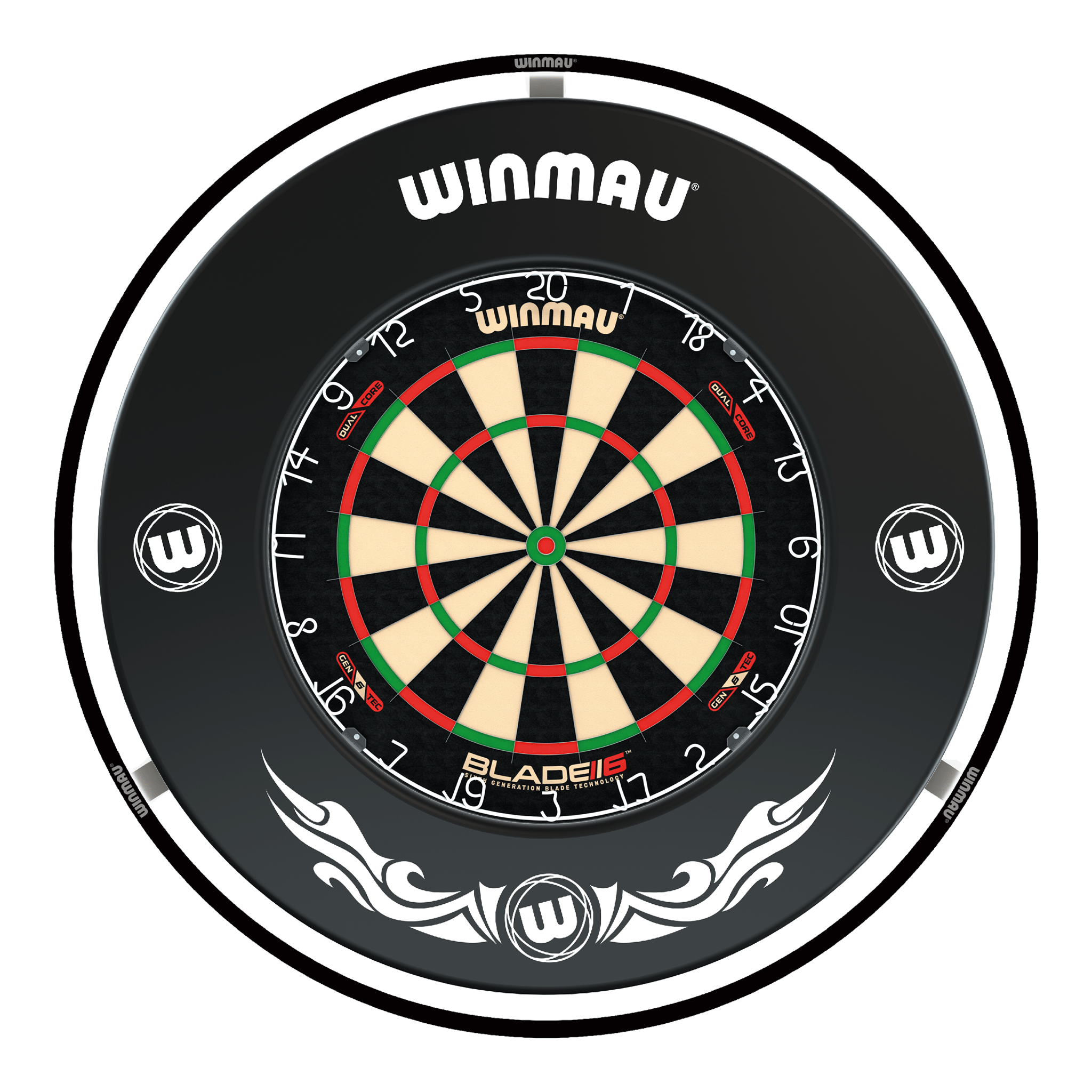 Winmau Blade 6 Dual Core Dartboard, Surround & Black Plasma Light Bundle Blade 6 Dual Core / Xtreme / Winmau Plasma Black Boards