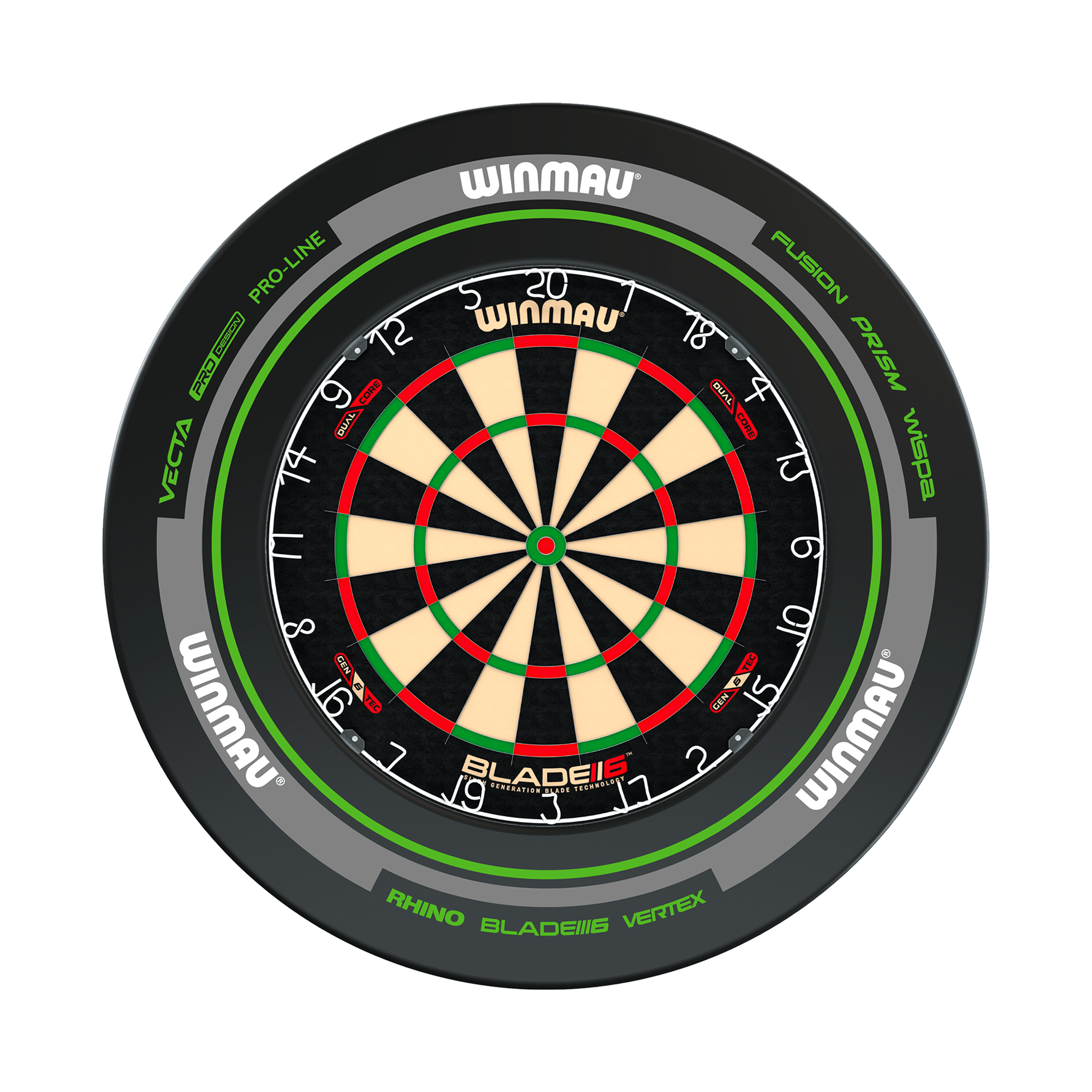 Winmau Blade 6 Dual Core Dartboard & Surround Bundle Blade 6 Dual Core / Advance Black/Green Boards