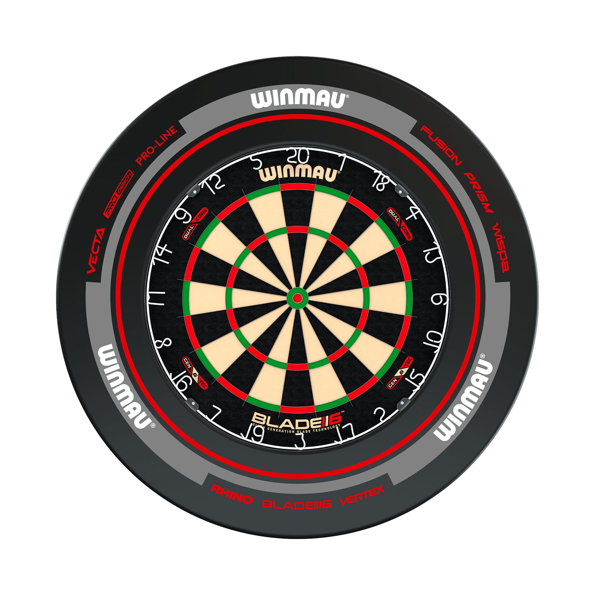 Winmau Blade 6 Dual Core Dartboard & Surround Bundle Blade 6 Dual Core / Advance Black/Red Boards