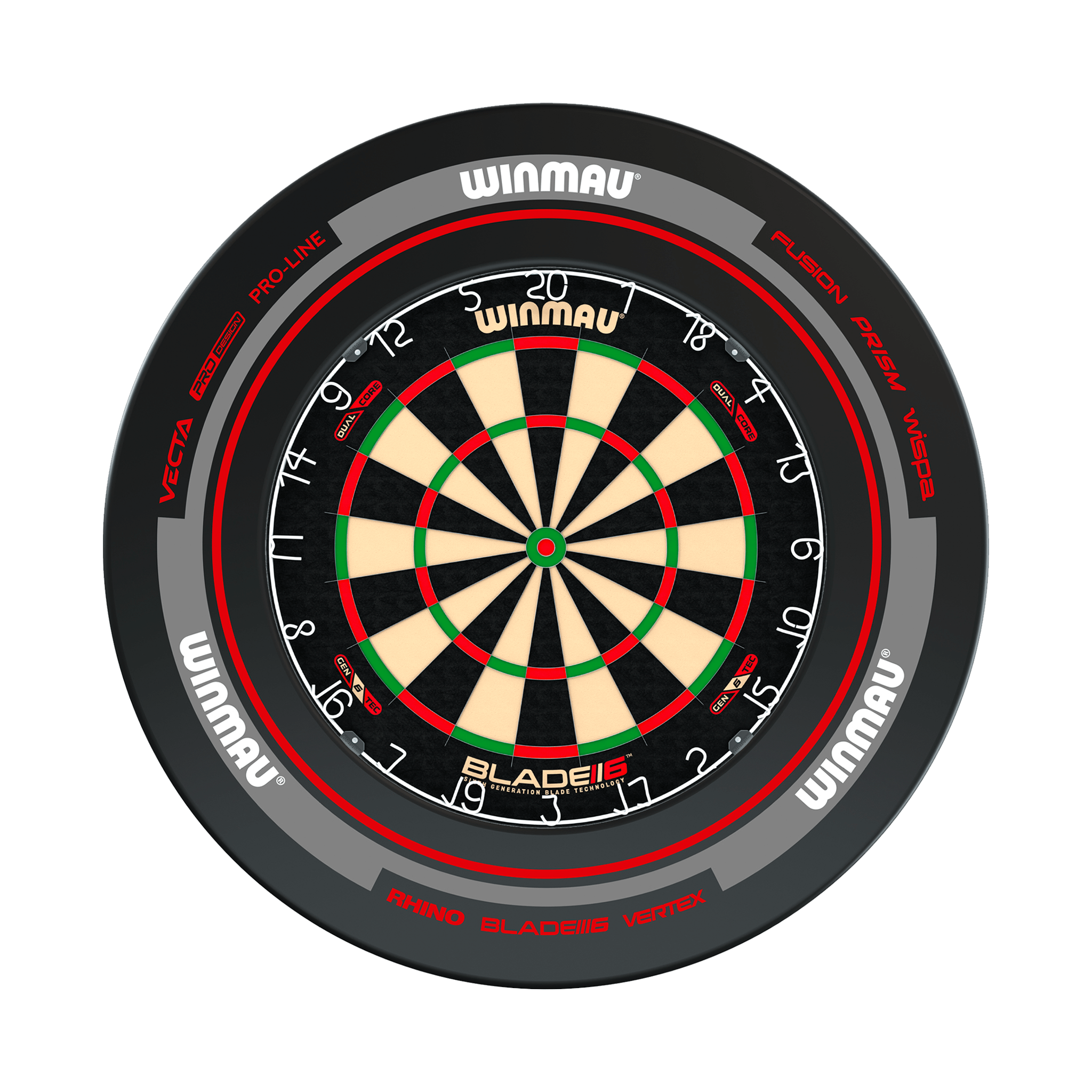 Winmau Blade 6 Dual Core Dartboard & Surround Bundle Blade 6 Dual Core / Advance Black/Red Boards