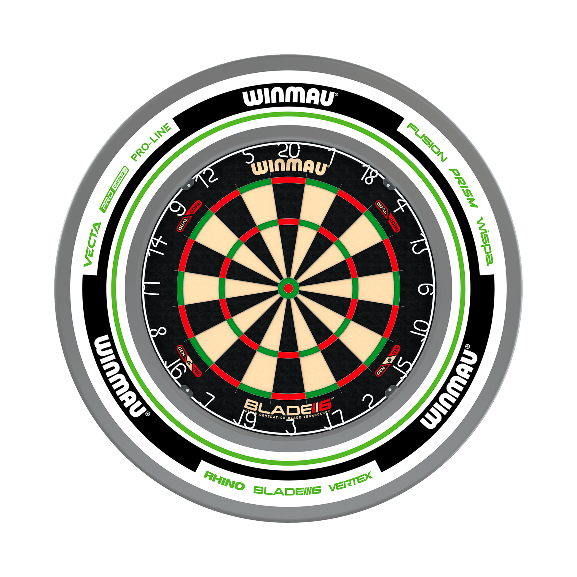 Winmau Blade 6 Dual Core Dartboard & Surround Bundle Blade 6 Dual Core / Advance White/Green Boards