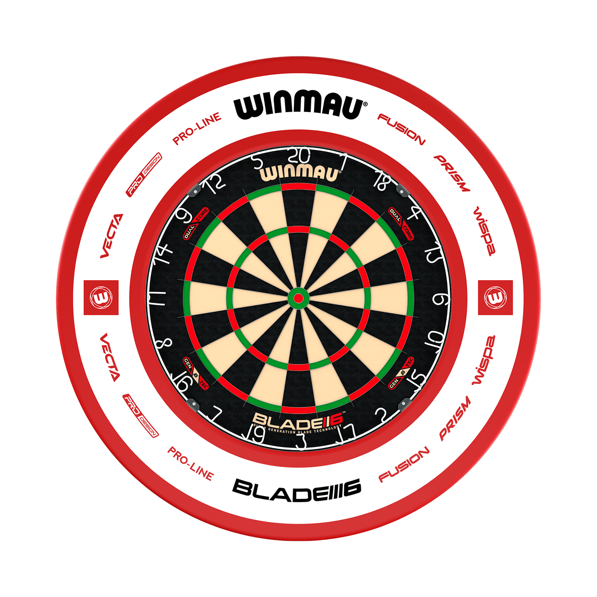 Winmau Blade 6 Dual Core Dartboard & Surround Bundle Blade 6 Dual Core / Pro 2.0 Red Boards