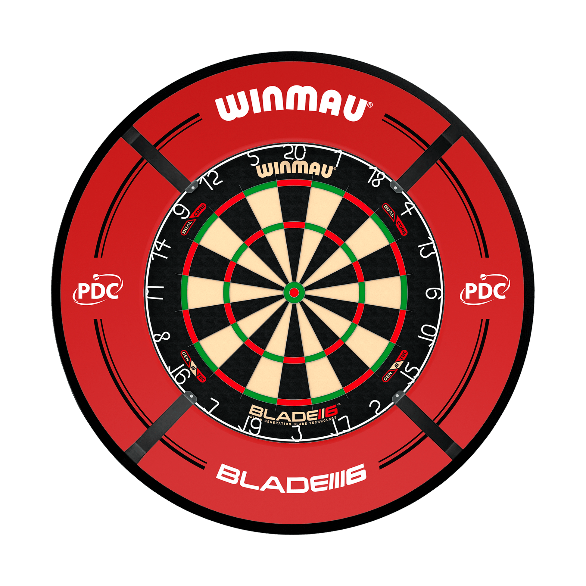 Winmau Blade 6 Dual Core Dartboard, Surround & Corona Light Bundle Blade 6 Dual Core / PDC Red / Target Corona Vision Boards