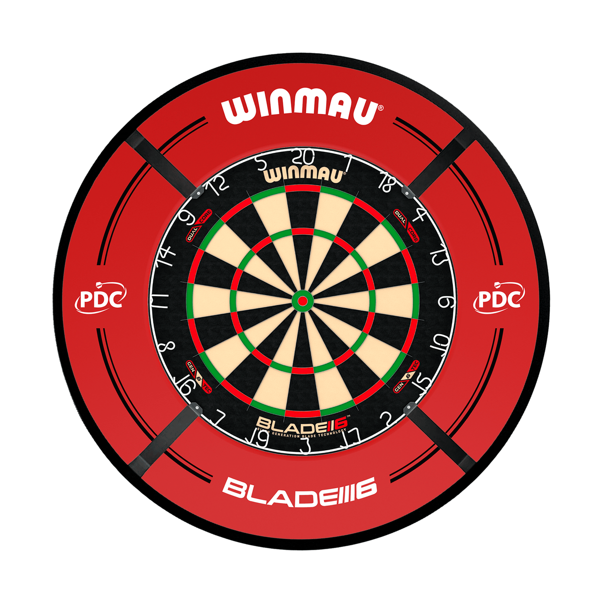 Winmau Blade 6 Dual Core Dartboard, Surround & Corona Light Bundle Dartboard Bundles