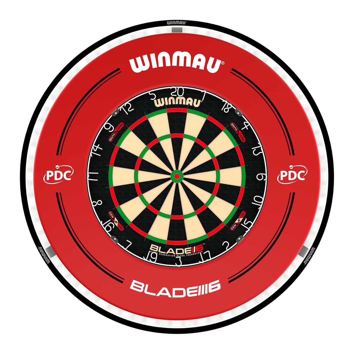 Winmau Blade 6 Dual Core Dartboard, Surround & Plasma Light Bundle Dartboard Bundles
